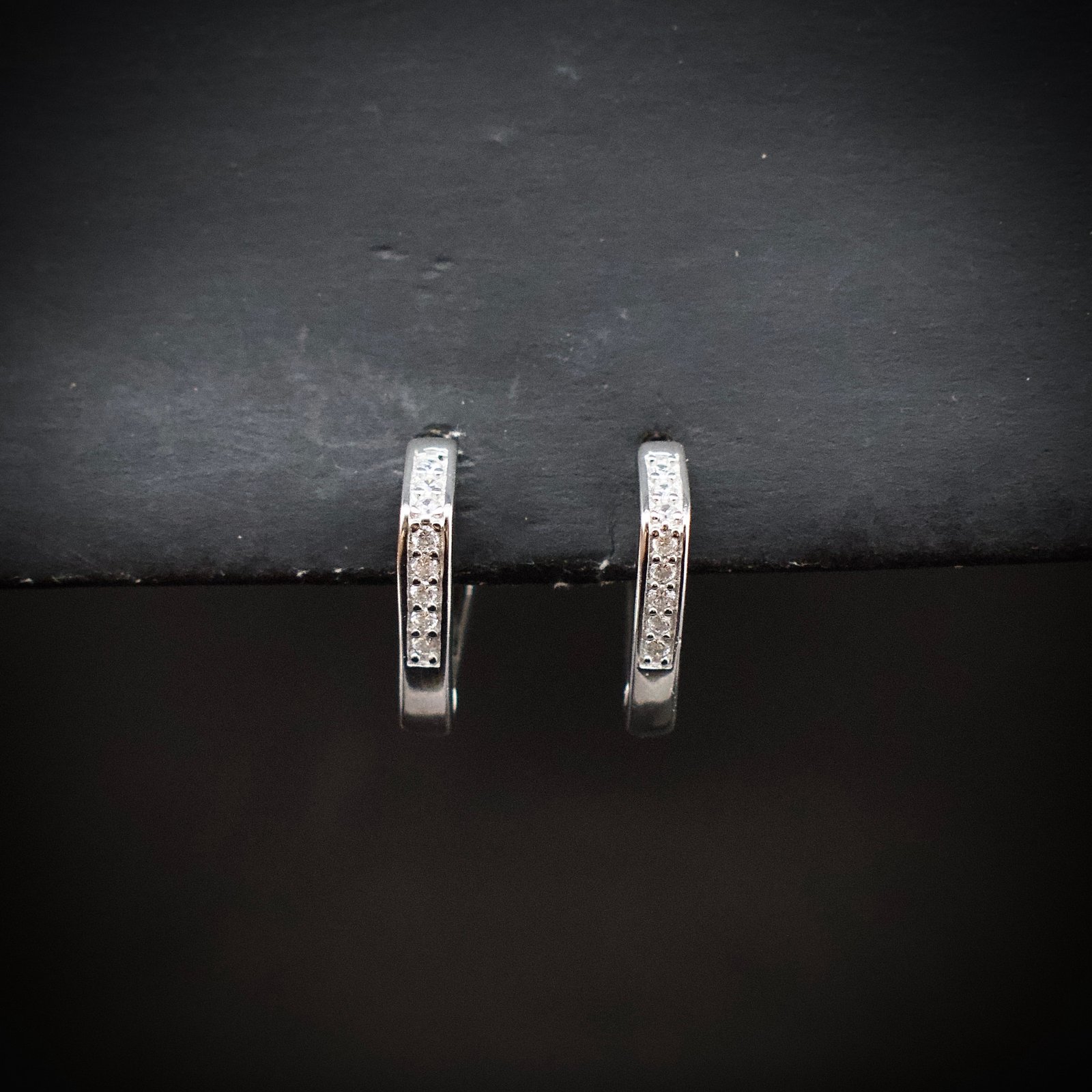 Huggie hoop earring, 925 sterling silver and white cubic zirconia earrings, Unique handmade birthday gift, Wedding jewelry for bride
