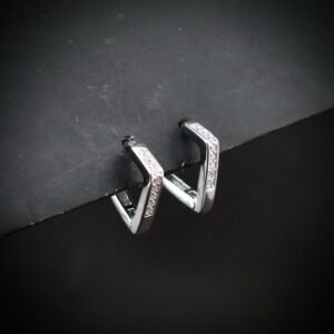 Huggie hoop earring, 925 sterling silver and white cubic zirconia earrings, Unique handmade birthday gift, Wedding jewelry for bride