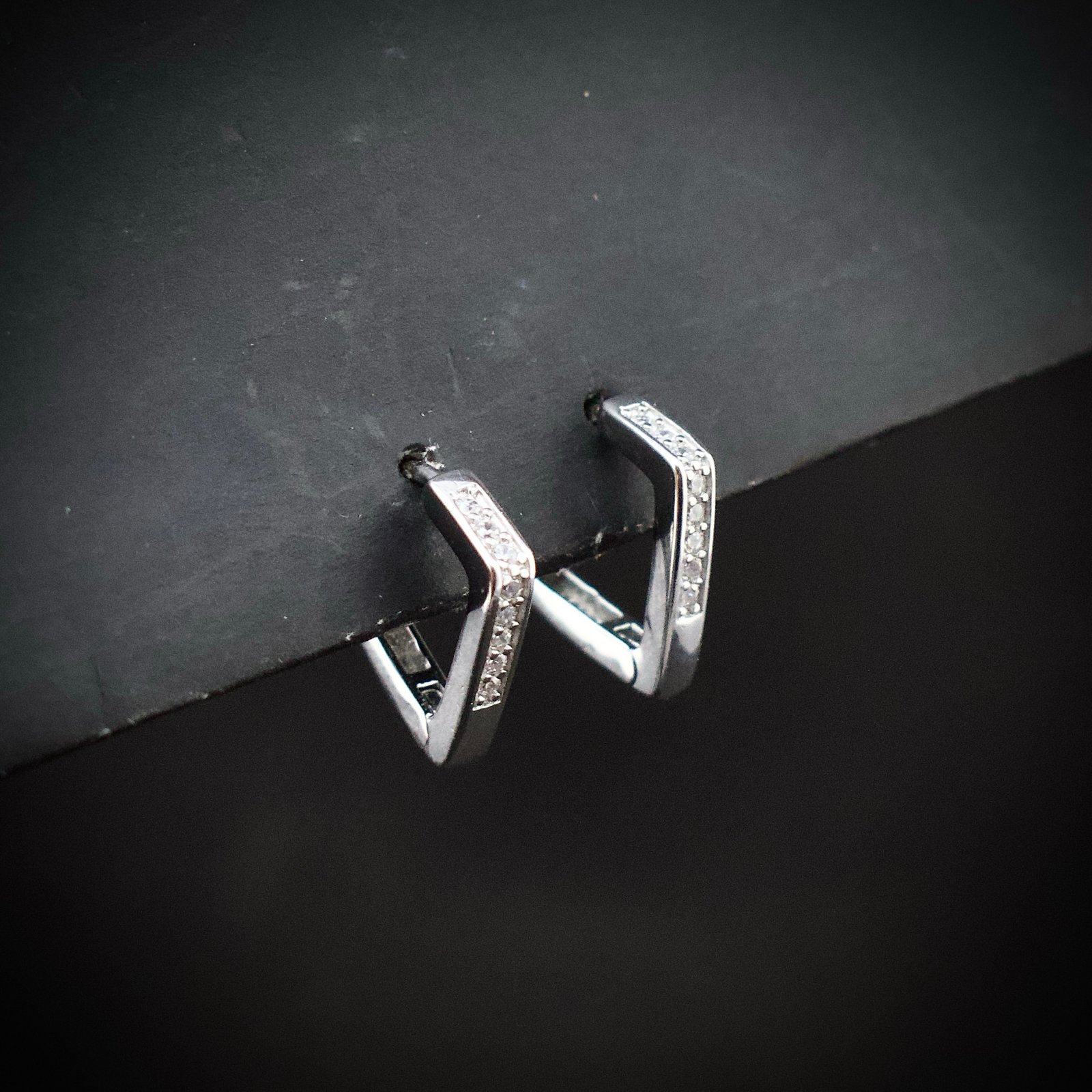 Huggie hoop earring, 925 sterling silver and white cubic zirconia earrings, Unique handmade birthday gift, Wedding jewelry for bride