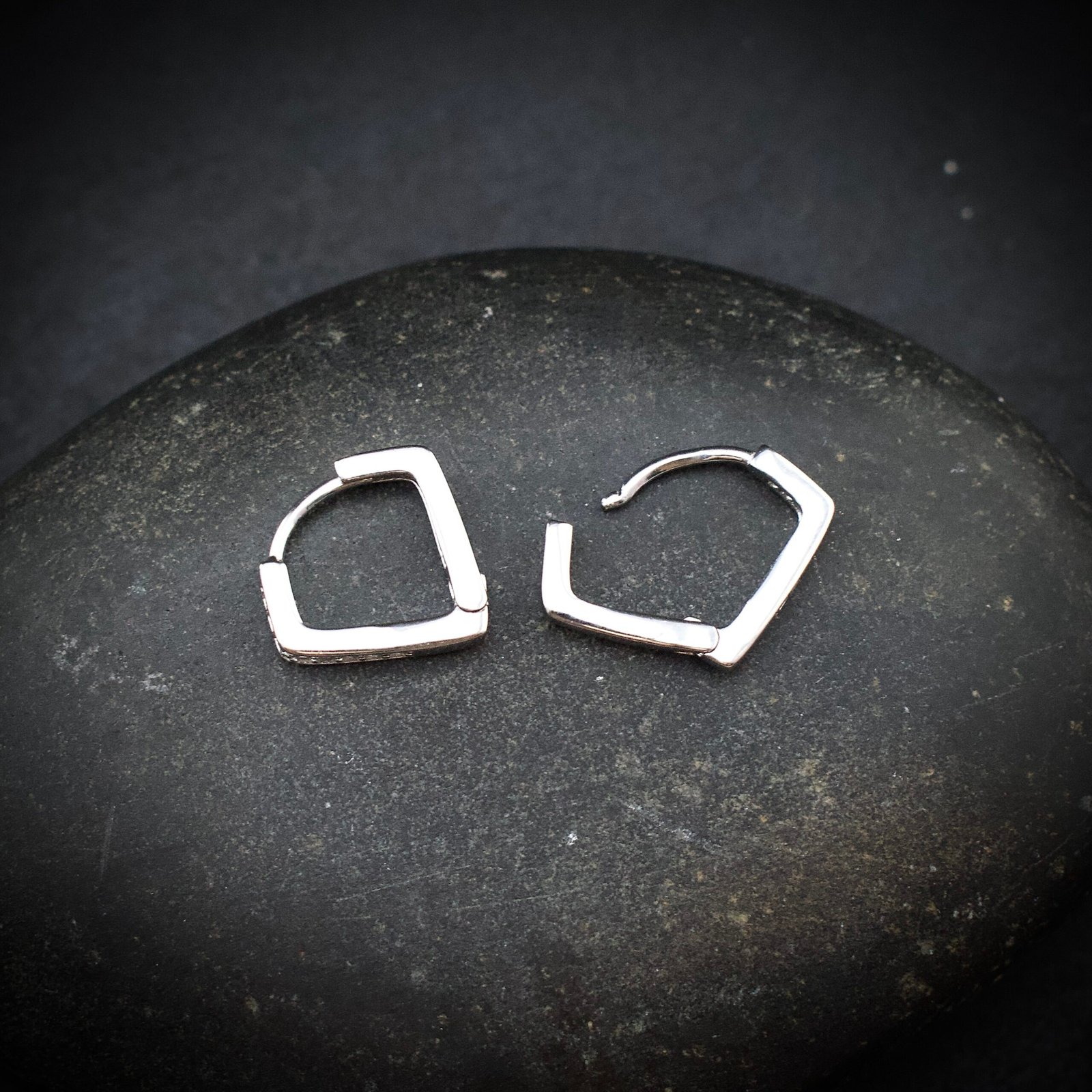 Huggie hoop earring, 925 sterling silver and white cubic zirconia earrings, Unique handmade birthday gift, Wedding jewelry for bride