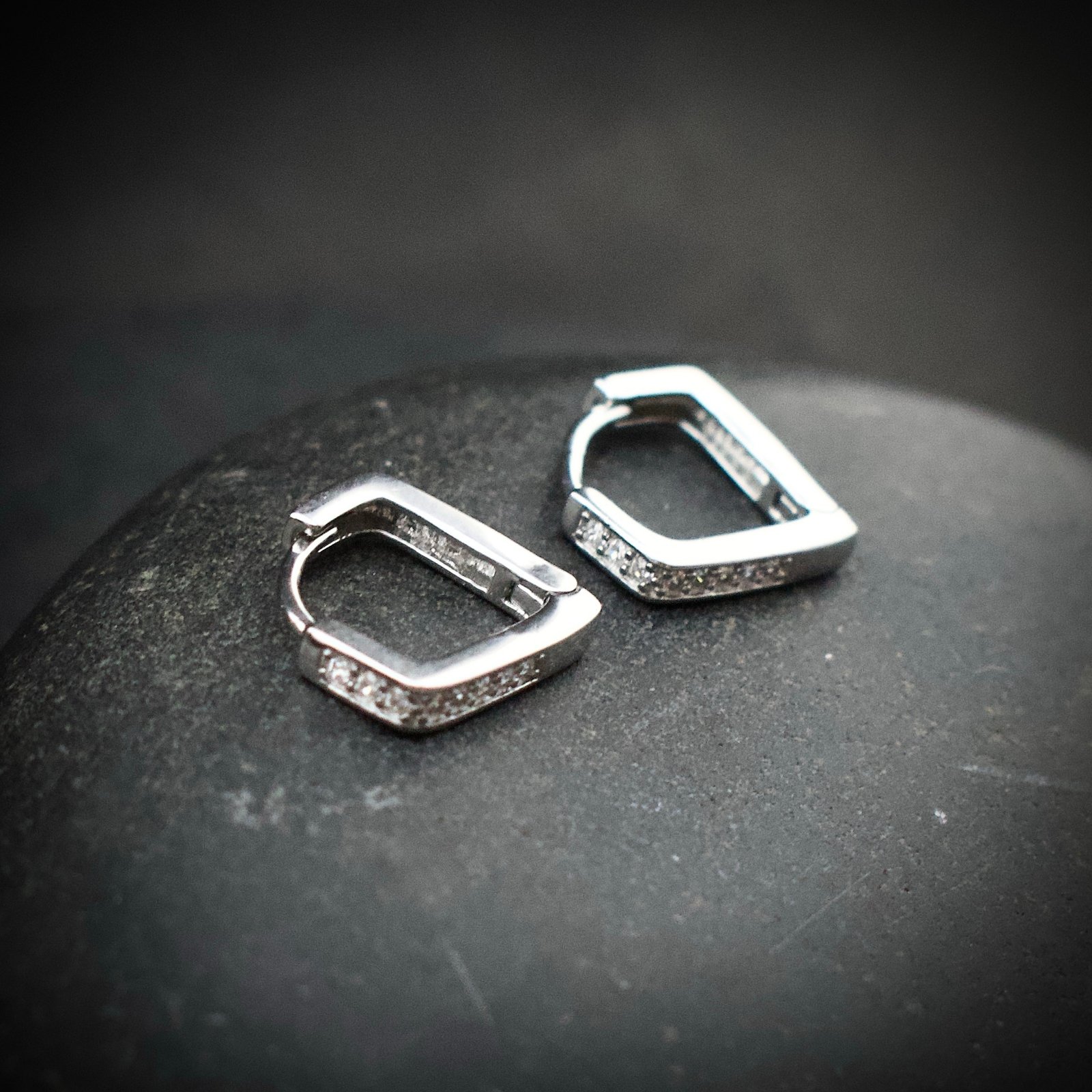 Huggie hoop earring, 925 sterling silver and white cubic zirconia earrings, Unique handmade birthday gift, Wedding jewelry for bride