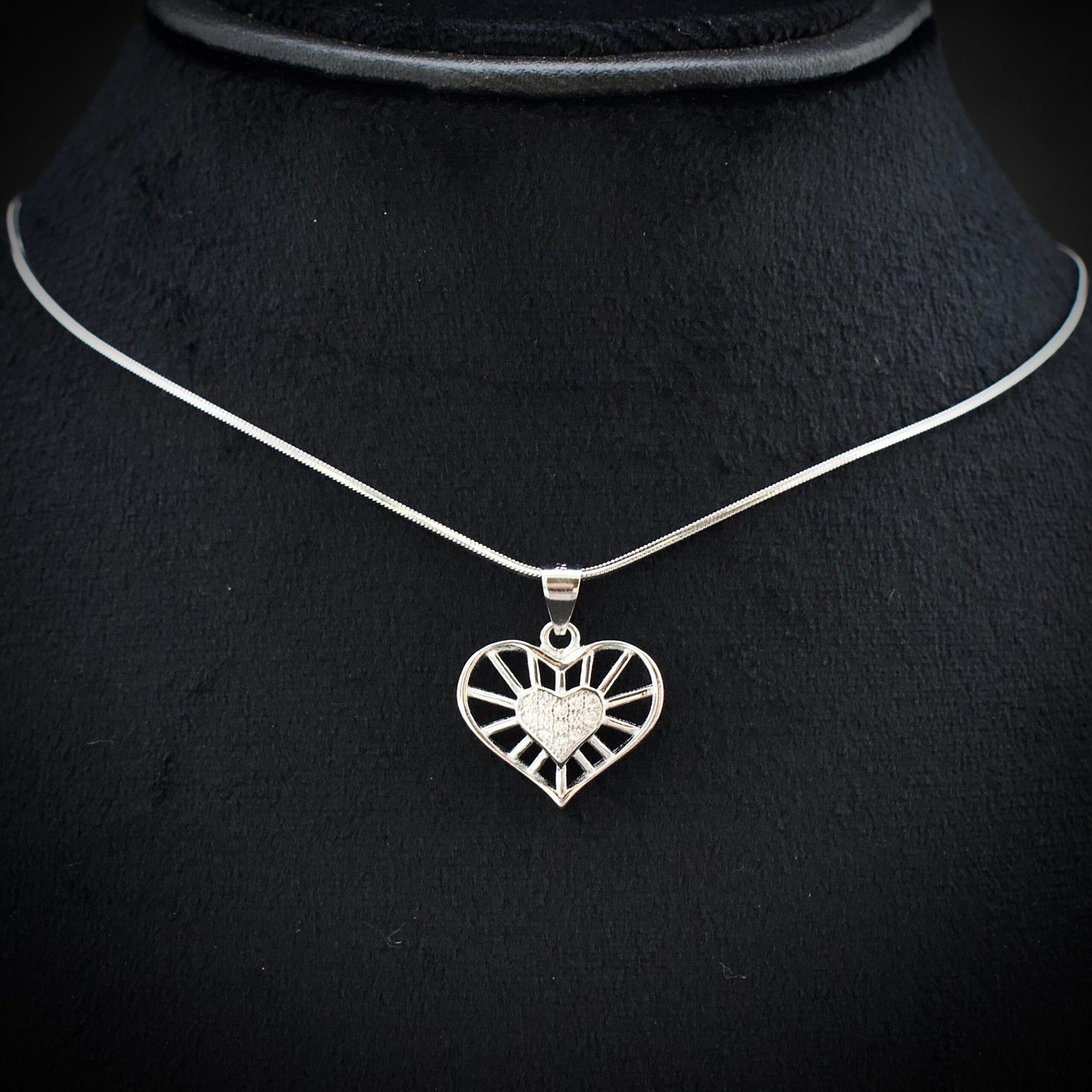 Heart pendant, 925 sterling silver and cubic zirconia neckalce, Unique handmade birthday gift, Wedding jewelry for bride, Daily wear pendant