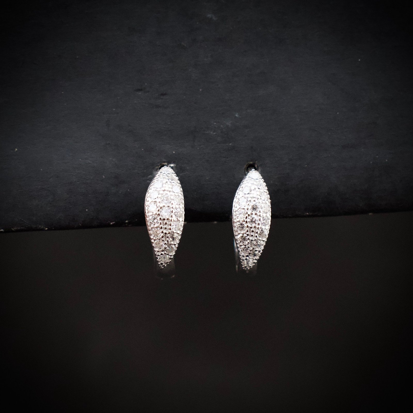 Huggie hoop earring, 925 sterling silver and white cubic zirconia earrings, Unique handmade birthday gift, Wedding jewelry for bride