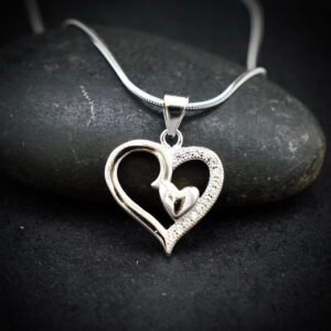 Heart pendant, 925 sterling silver and cubic zirconia neckalce, Unique handmade birthday gift, Wedding jewelry for bride, Daily wear pendant