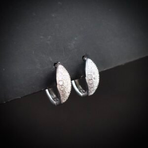 Huggie hoop earring, 925 sterling silver and white cubic zirconia earrings, Unique handmade birthday gift, Wedding jewelry for bride