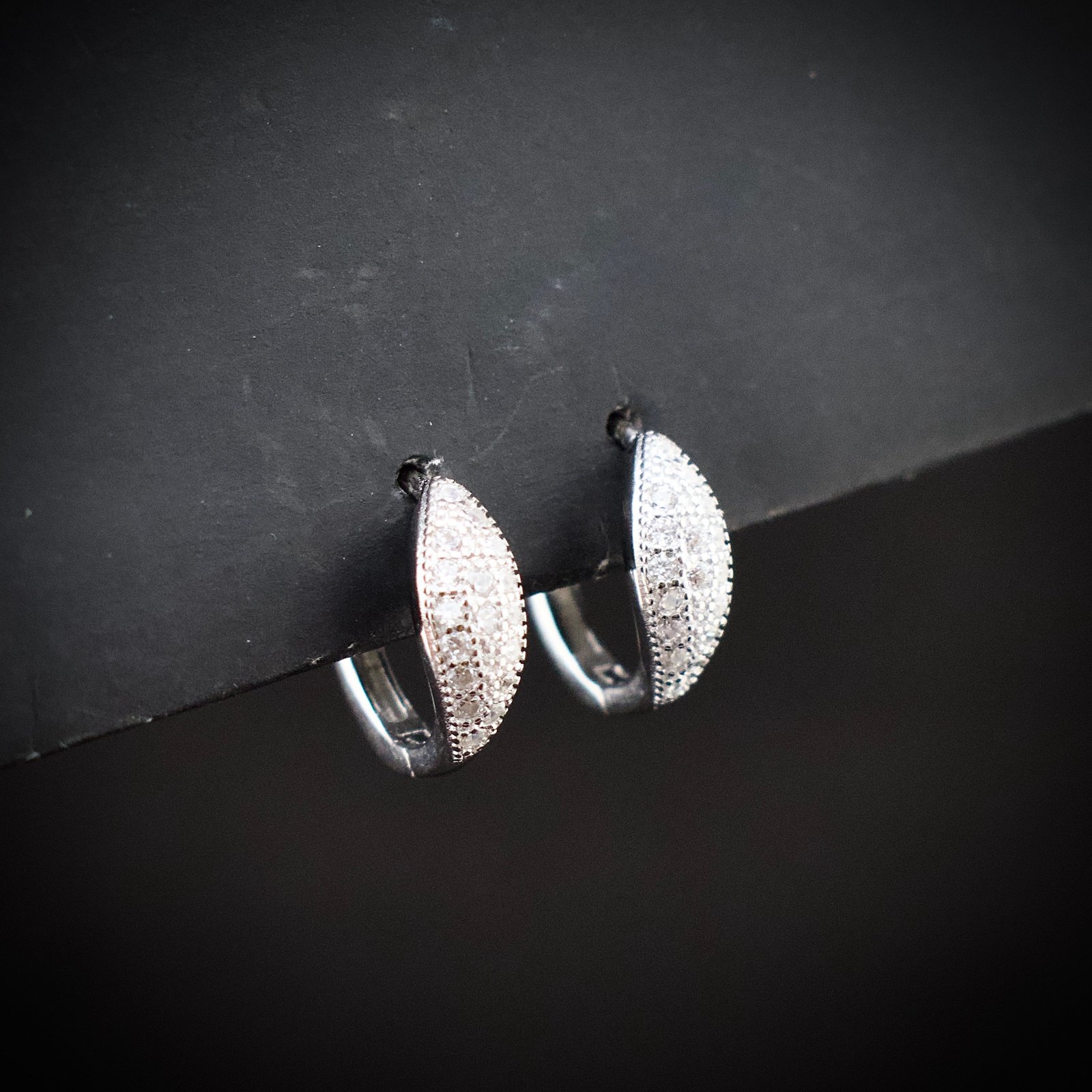 Huggie hoop earring, 925 sterling silver and white cubic zirconia earrings, Unique handmade birthday gift, Wedding jewelry for bride