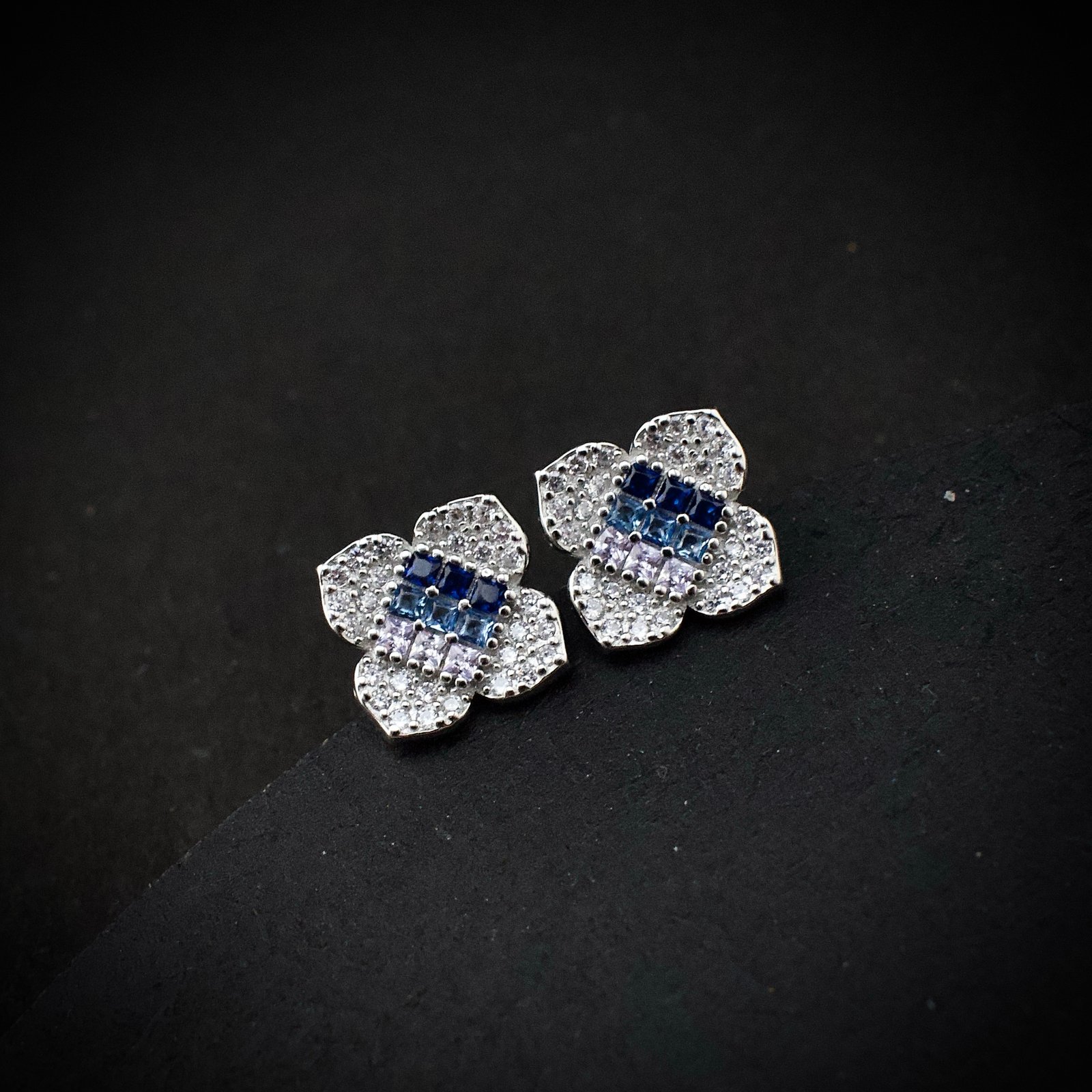 Cubic zirconia pendant earring set, 925 sterling silver and Blue white CZ necklace, Unique birthday gift, Wedding jewelry for bridesmaid