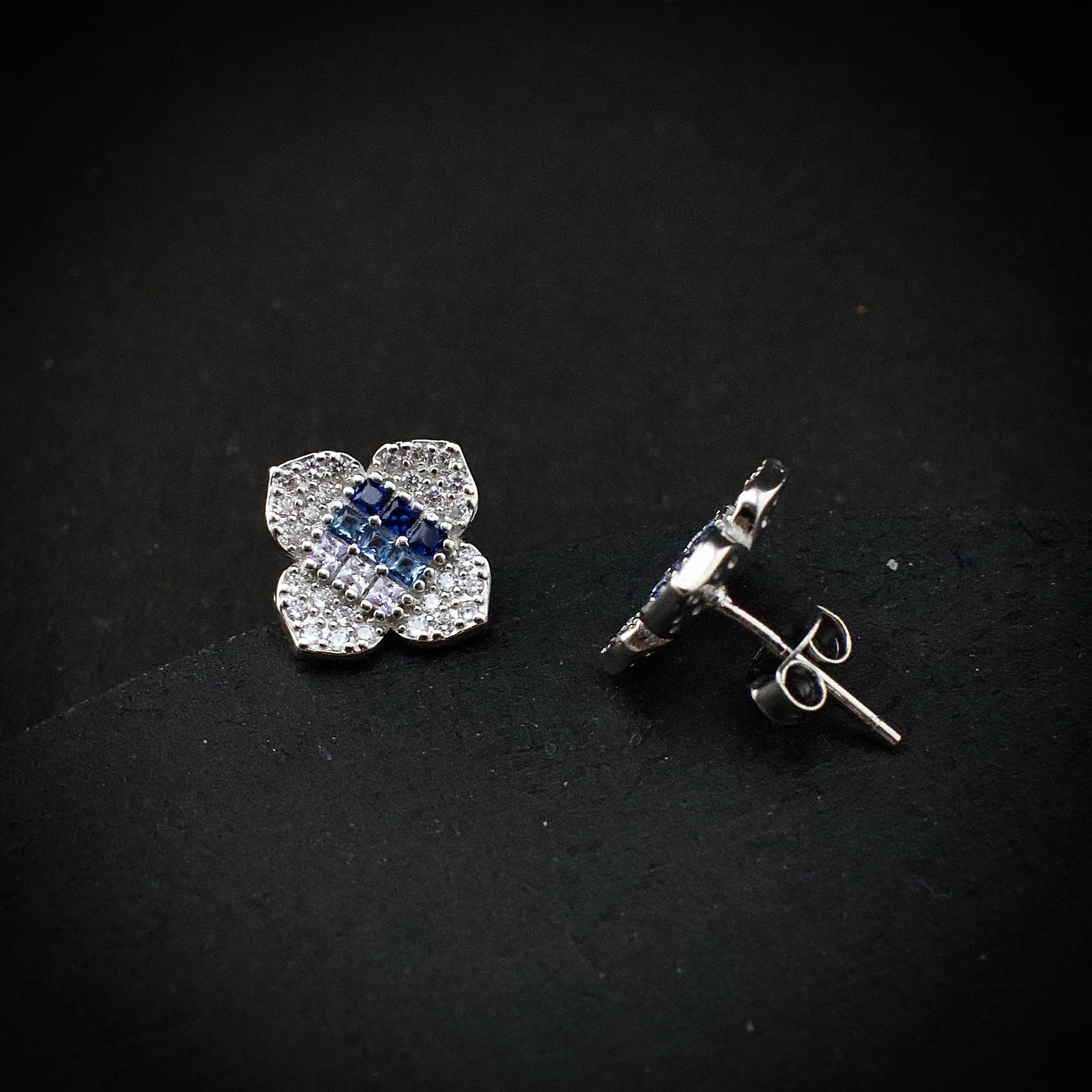 Cubic zirconia pendant earring set, 925 sterling silver and Blue white CZ necklace, Unique birthday gift, Wedding jewelry for bridesmaid