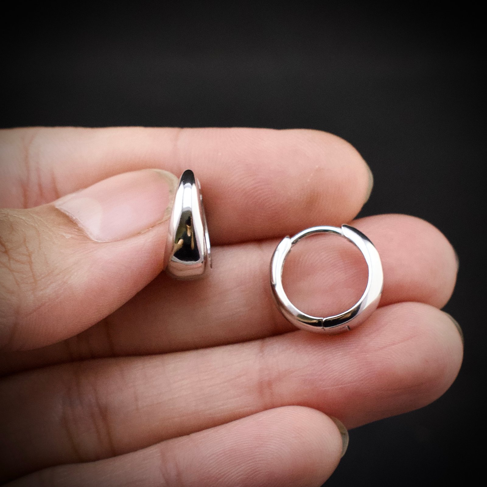 Huggie hoop earring, 925 sterling silver earrings, Unique handmade birthday gift, Wedding jewelry for bride, One of a kind jewelry