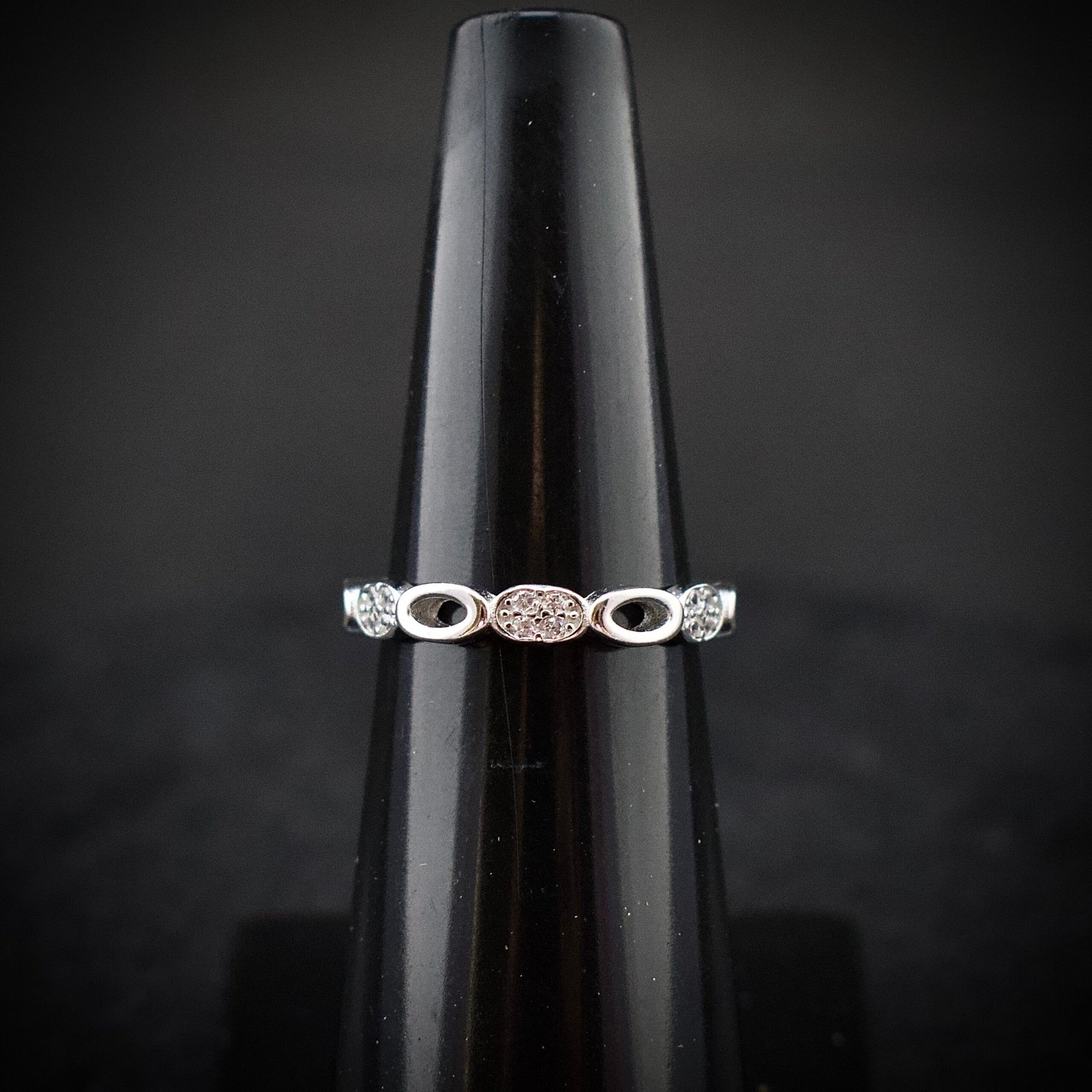 Oval ring band, size 6 US, Cubic zirconia stone and 925 sterling silver ring, Unique handmade birthday gift, Wedding ring for bride