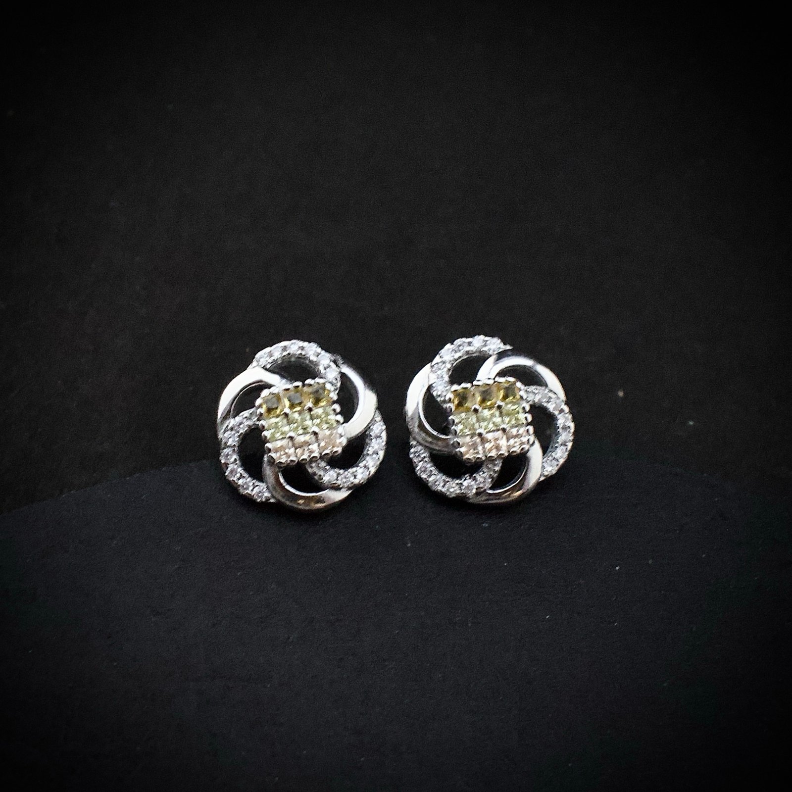 Cubic zirconia pendant earring set, 925 sterling silver and yellow white CZ necklace, Unique birthday gift, Wedding jewelry for bridesmaid