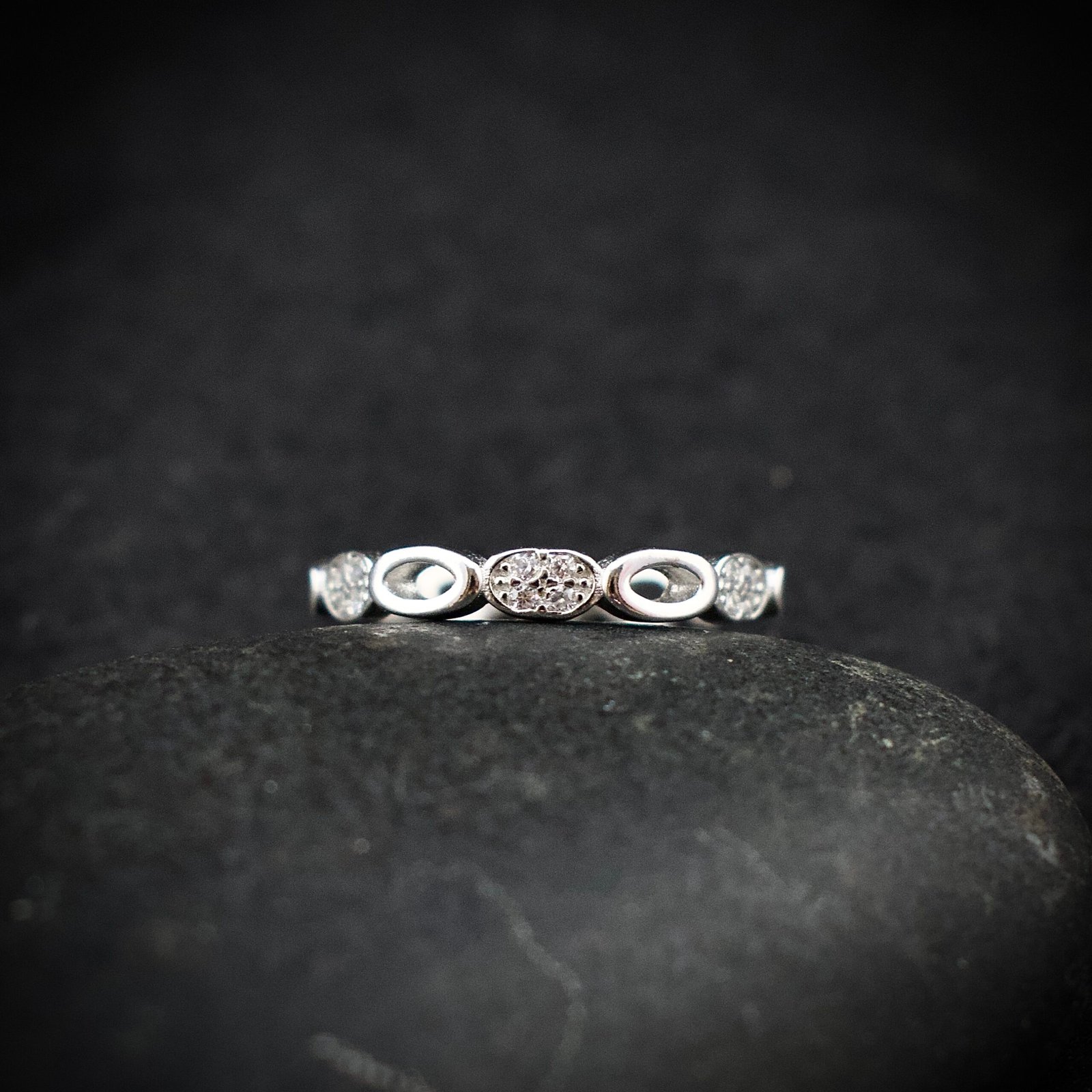 Oval ring band, size 6 US, Cubic zirconia stone and 925 sterling silver ring, Unique handmade birthday gift, Wedding ring for bride
