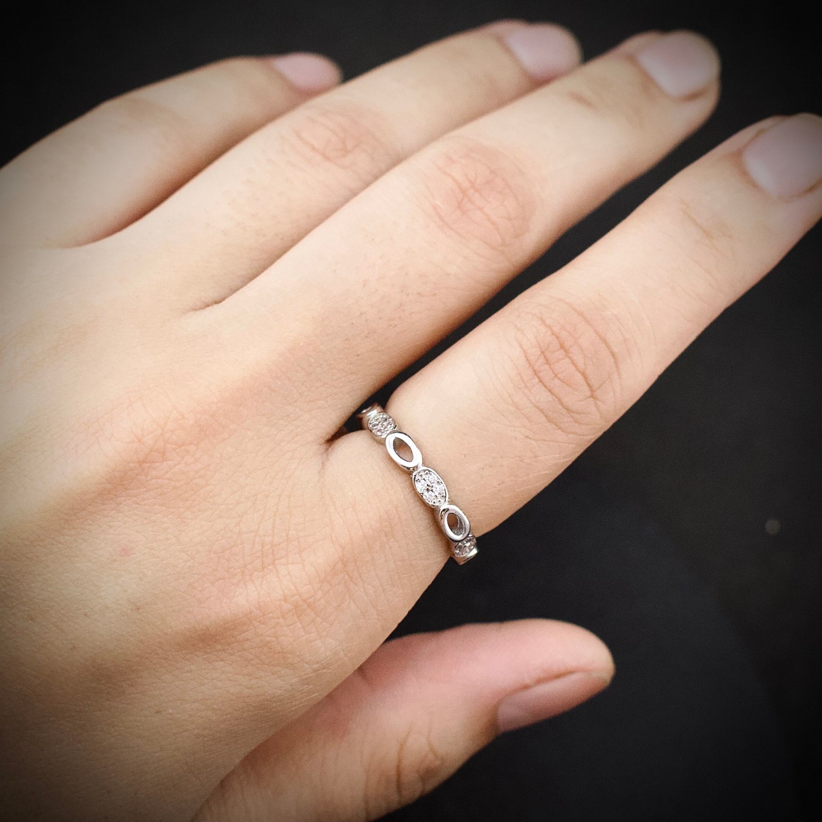 Oval ring band, size 6 US, Cubic zirconia stone and 925 sterling silver ring, Unique handmade birthday gift, Wedding ring for bride