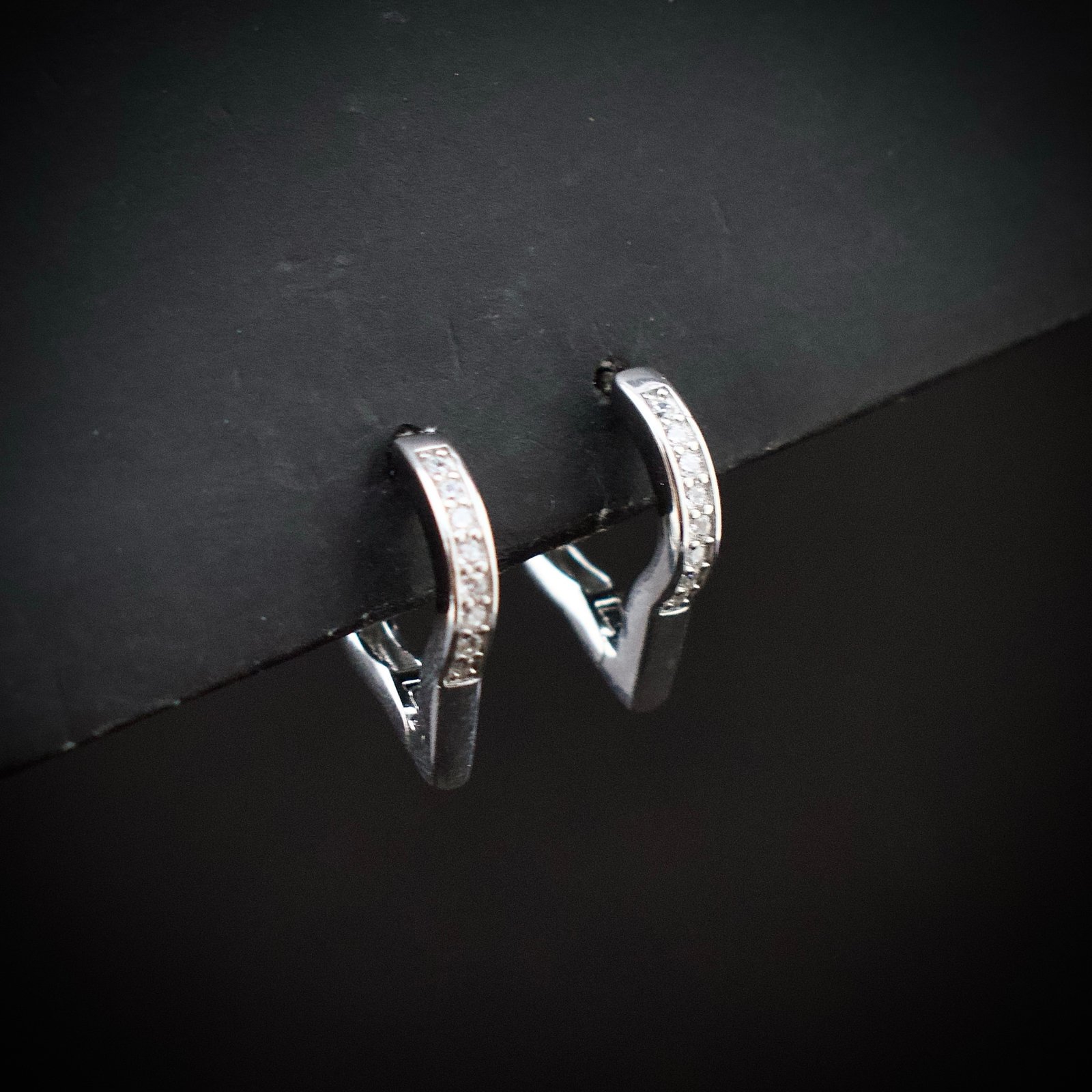 Huggie hoop earring, 925 sterling silver and white cubic zirconia earrings, Unique handmade birthday gift, Wedding jewelry for bride