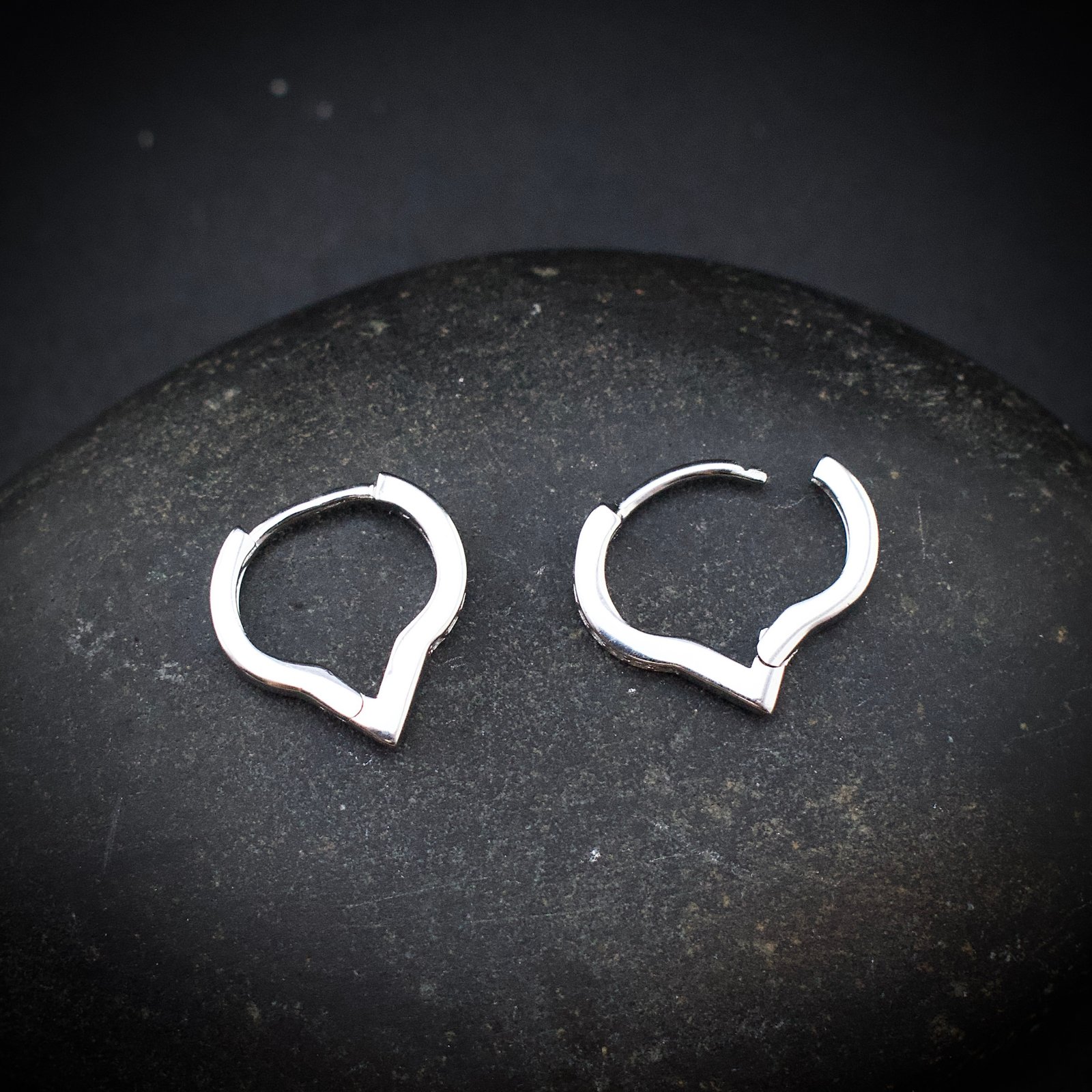 Huggie hoop earring, 925 sterling silver and white cubic zirconia earrings, Unique handmade birthday gift, Wedding jewelry for bride