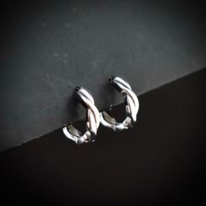 Twisted huggie hoop earring, 925 sterling silver earrings, Unique handmade birthday gift, Wedding jewelry for bride, One of a kind jewelry