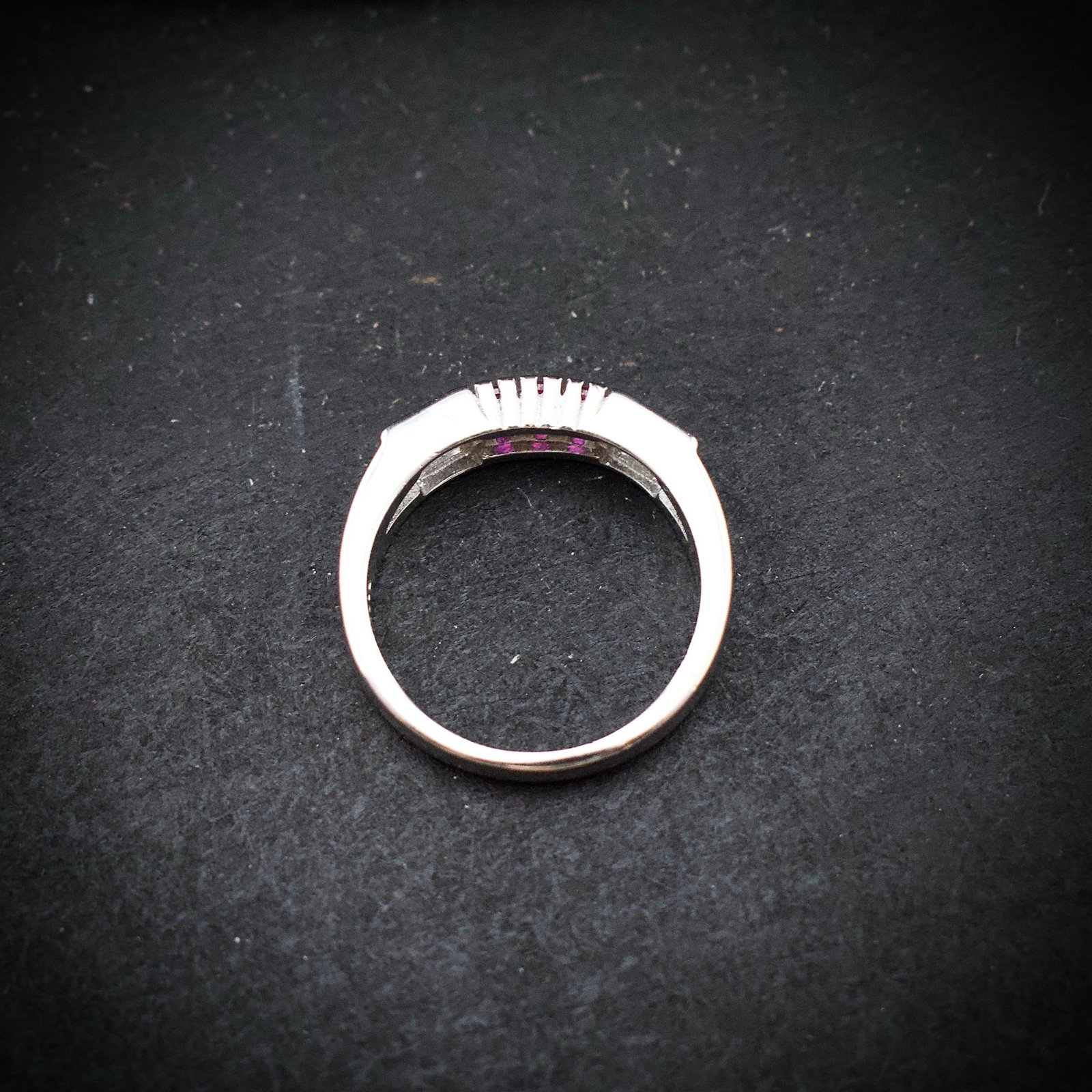 Cubic zirconia ring, size 6 US, Pink and white CZ stone and 925 sterling silver ring, Unique handmade birthday gift, Wedding ring for bride