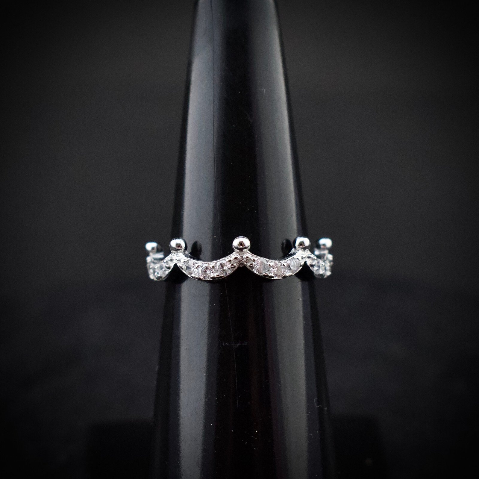 Crown ring band, size 6 US, Cubic zirconia stone and 925 sterling silver ring, Unique handmade birthday gift, Wedding ring for bride