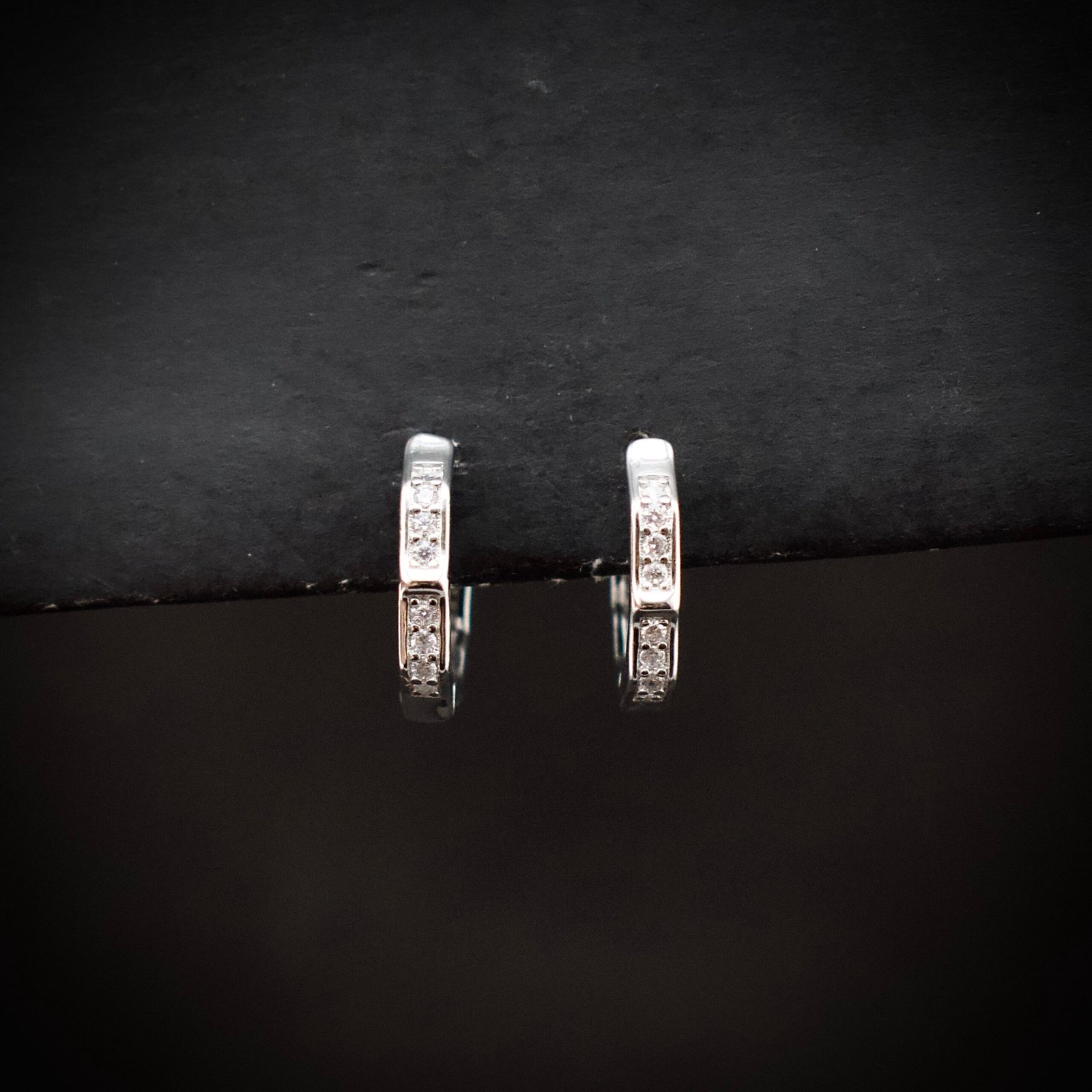 Huggie hoop earring, 925 sterling silver and white cubic zirconia earrings, Unique handmade birthday gift, Wedding jewelry for bride
