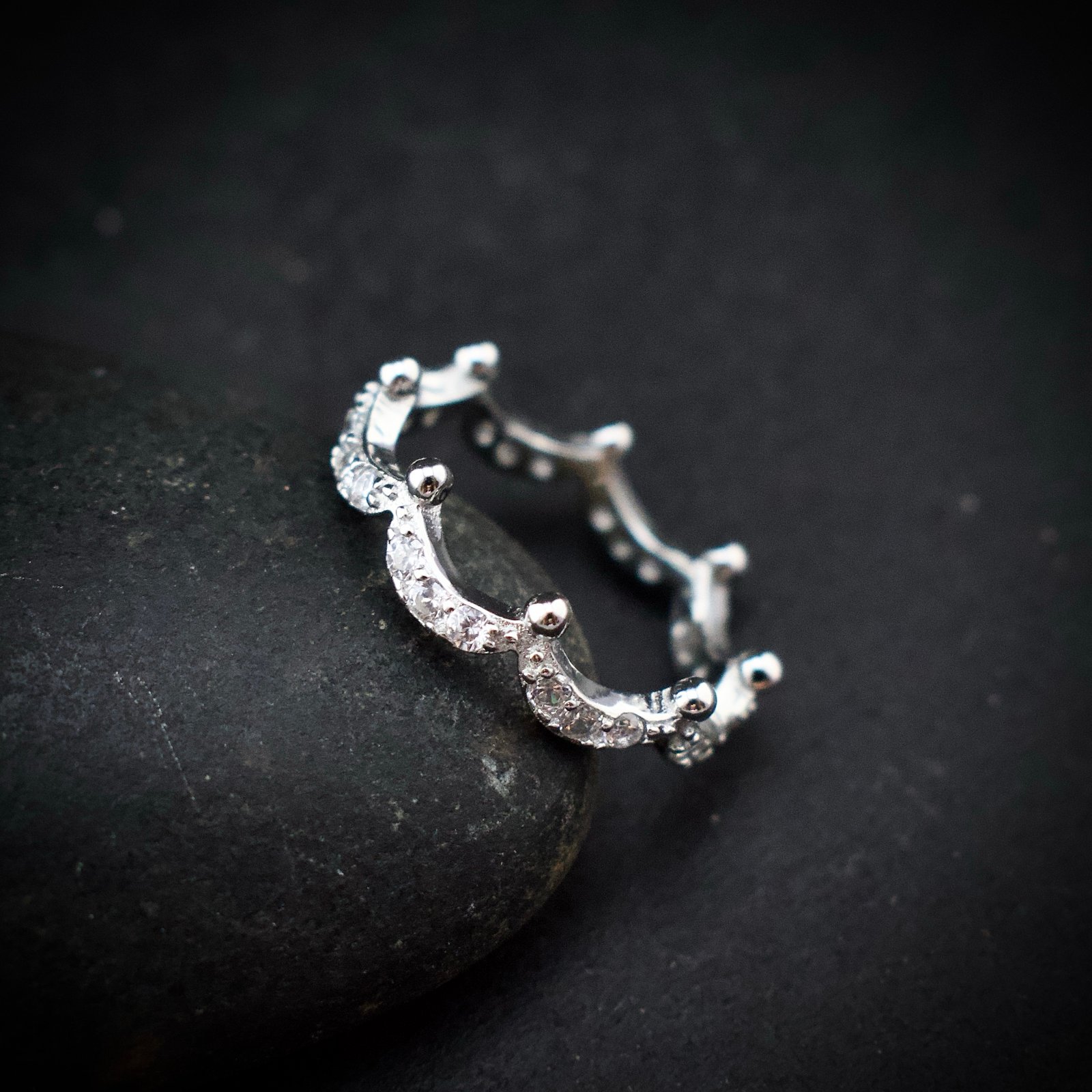 Crown ring band, size 6 US, Cubic zirconia stone and 925 sterling silver ring, Unique handmade birthday gift, Wedding ring for bride