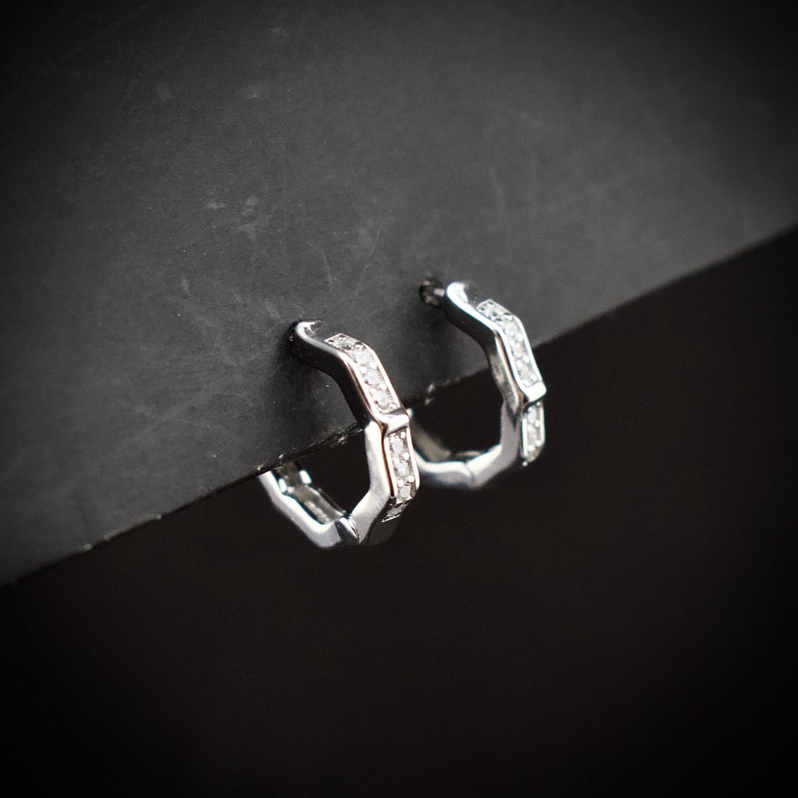 Huggie hoop earring, 925 sterling silver and white cubic zirconia earrings, Unique handmade birthday gift, Wedding jewelry for bride