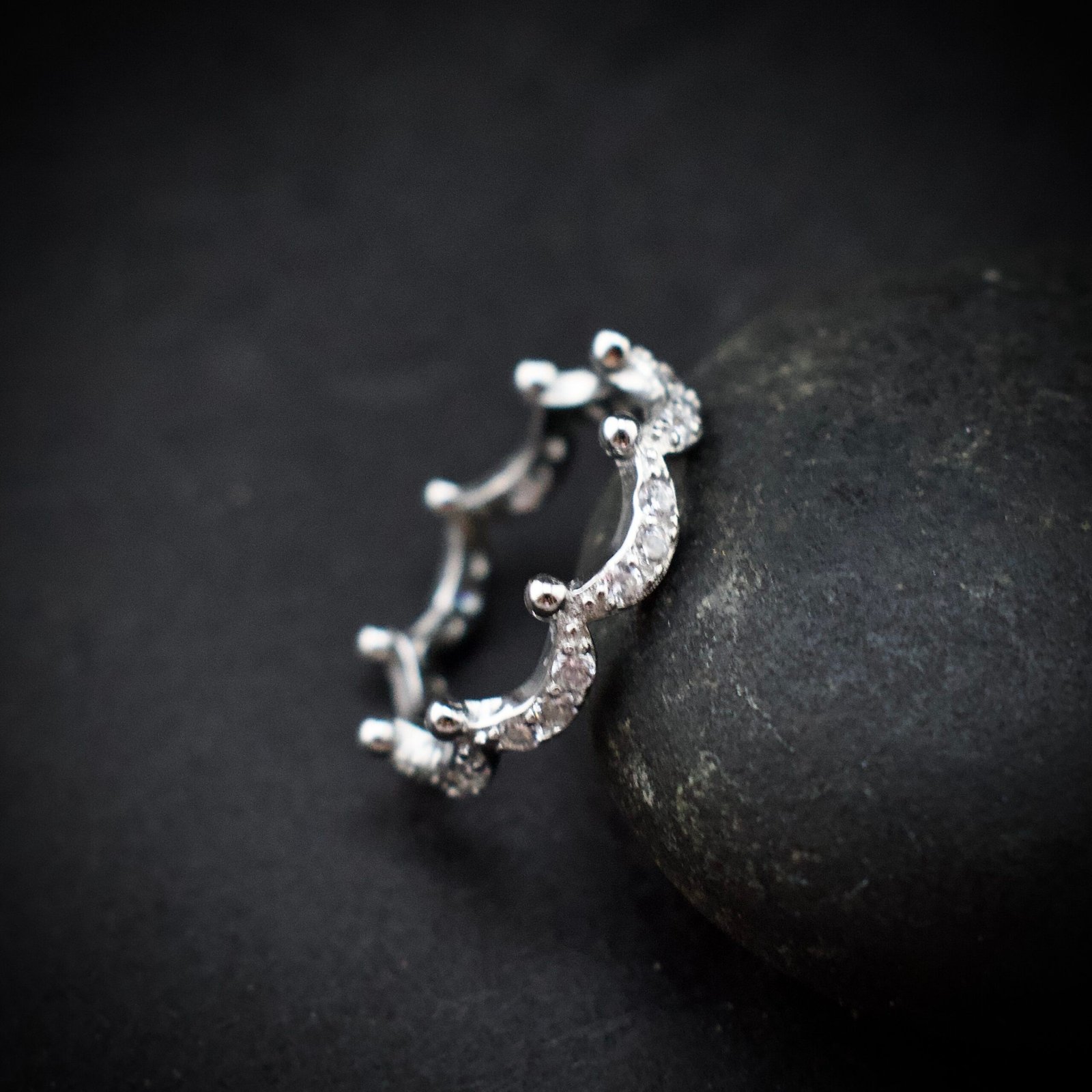Crown ring band, size 6 US, Cubic zirconia stone and 925 sterling silver ring, Unique handmade birthday gift, Wedding ring for bride