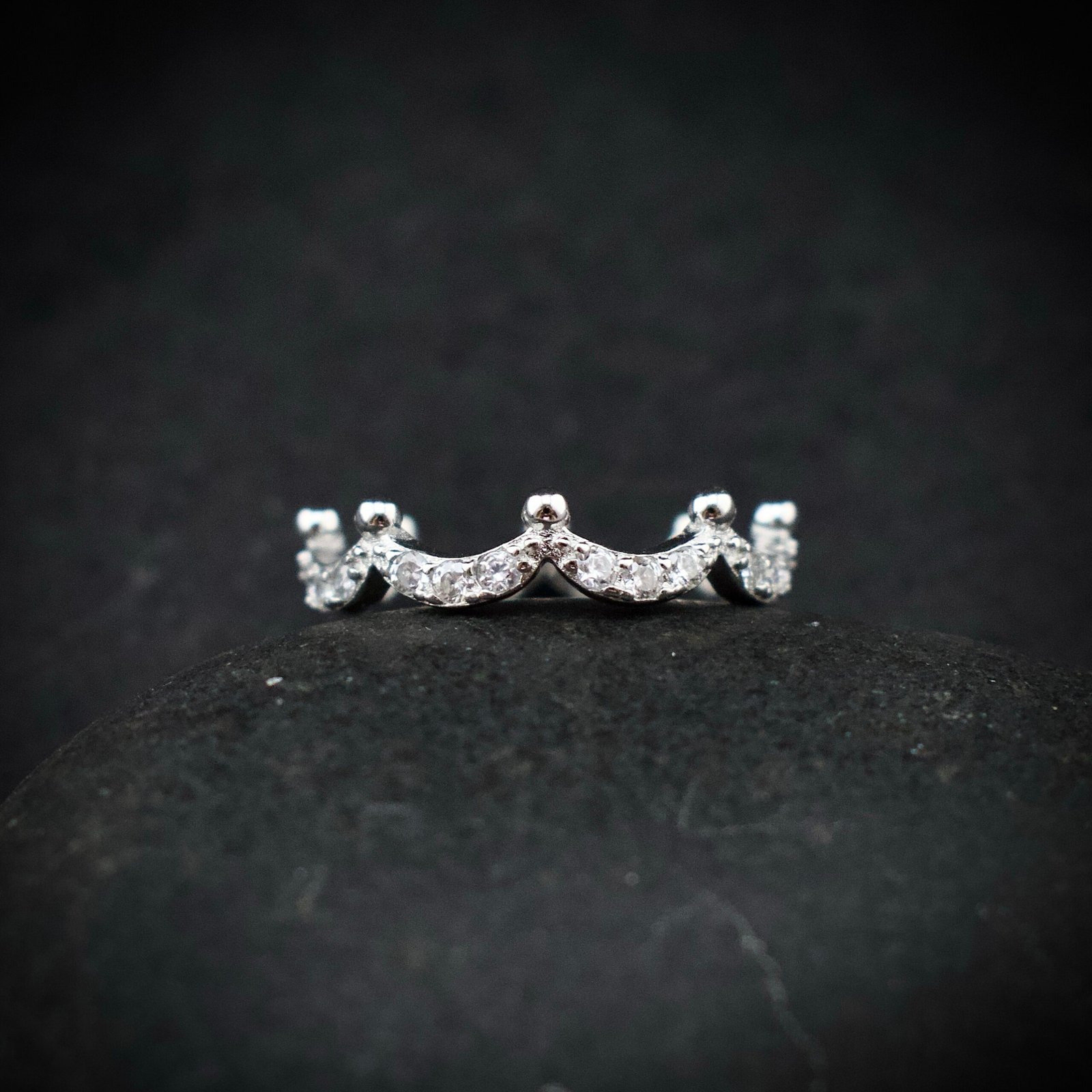Crown ring band, size 6 US, Cubic zirconia stone and 925 sterling silver ring, Unique handmade birthday gift, Wedding ring for bride