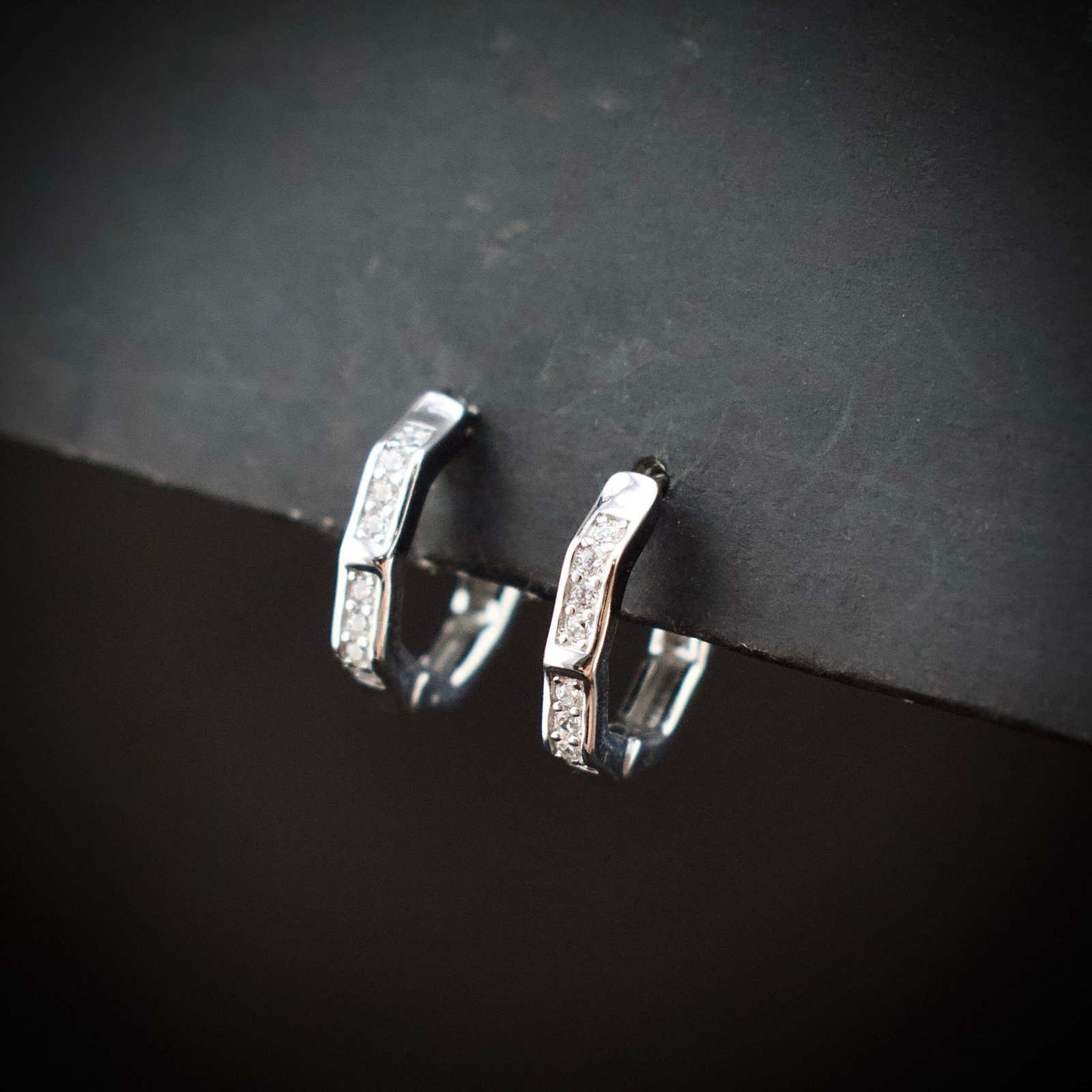 Huggie hoop earring, 925 sterling silver and white cubic zirconia earrings, Unique handmade birthday gift, Wedding jewelry for bride