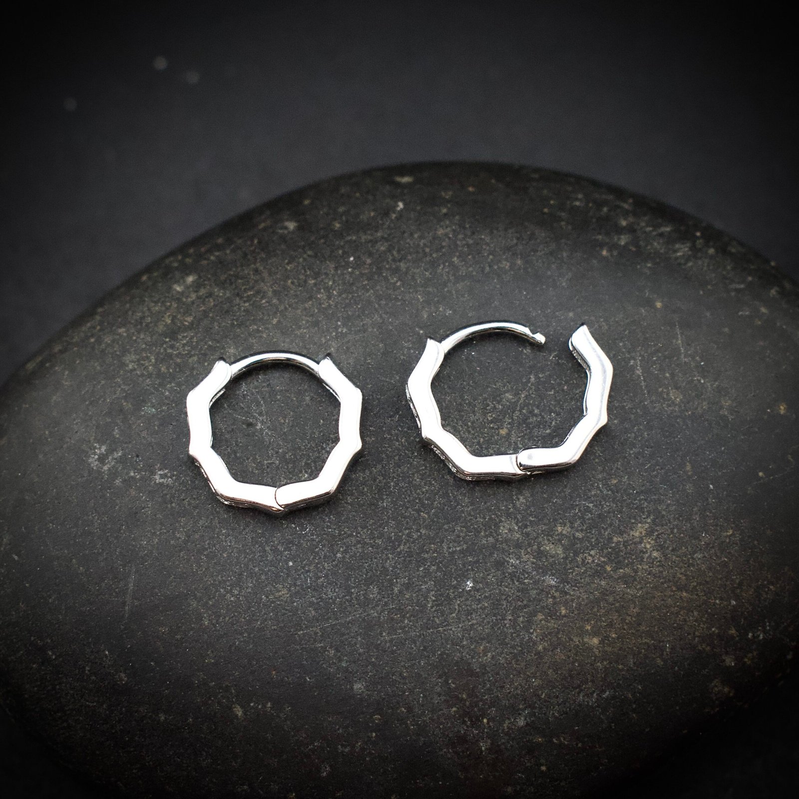Huggie hoop earring, 925 sterling silver and white cubic zirconia earrings, Unique handmade birthday gift, Wedding jewelry for bride