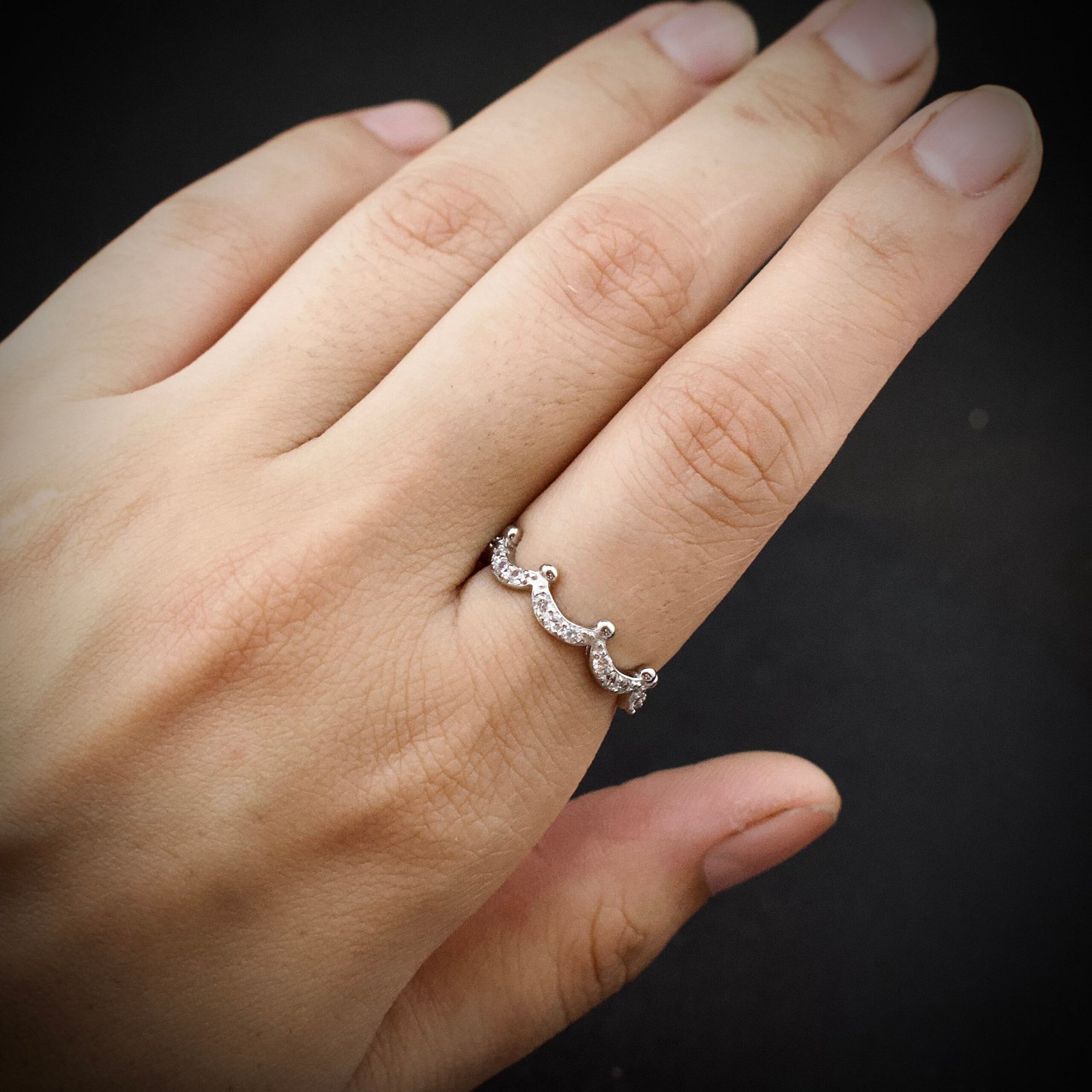 Crown ring band, size 6 US, Cubic zirconia stone and 925 sterling silver ring, Unique handmade birthday gift, Wedding ring for bride