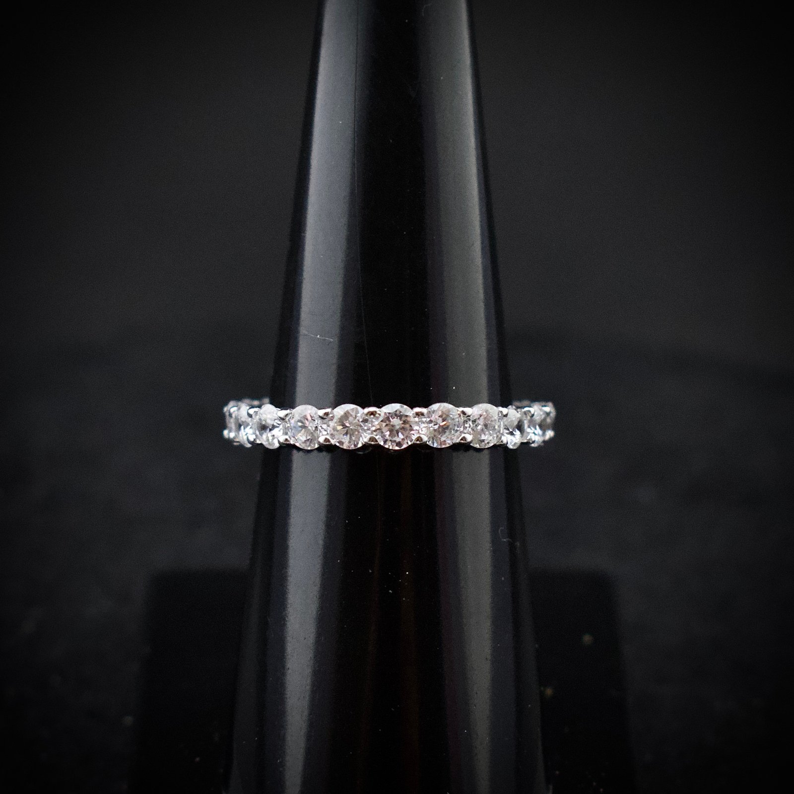 Eternity ring band, size 8 US, Cubic zirconia stone and 925 sterling silver ring, Unique handmade birthday gift, Wedding ring for bride
