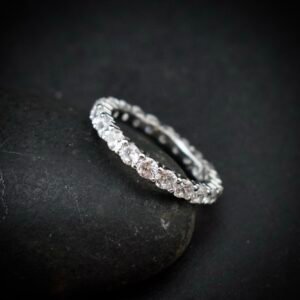 Eternity ring band, size 8 US, Cubic zirconia stone and 925 sterling silver ring, Unique handmade birthday gift, Wedding ring for bride