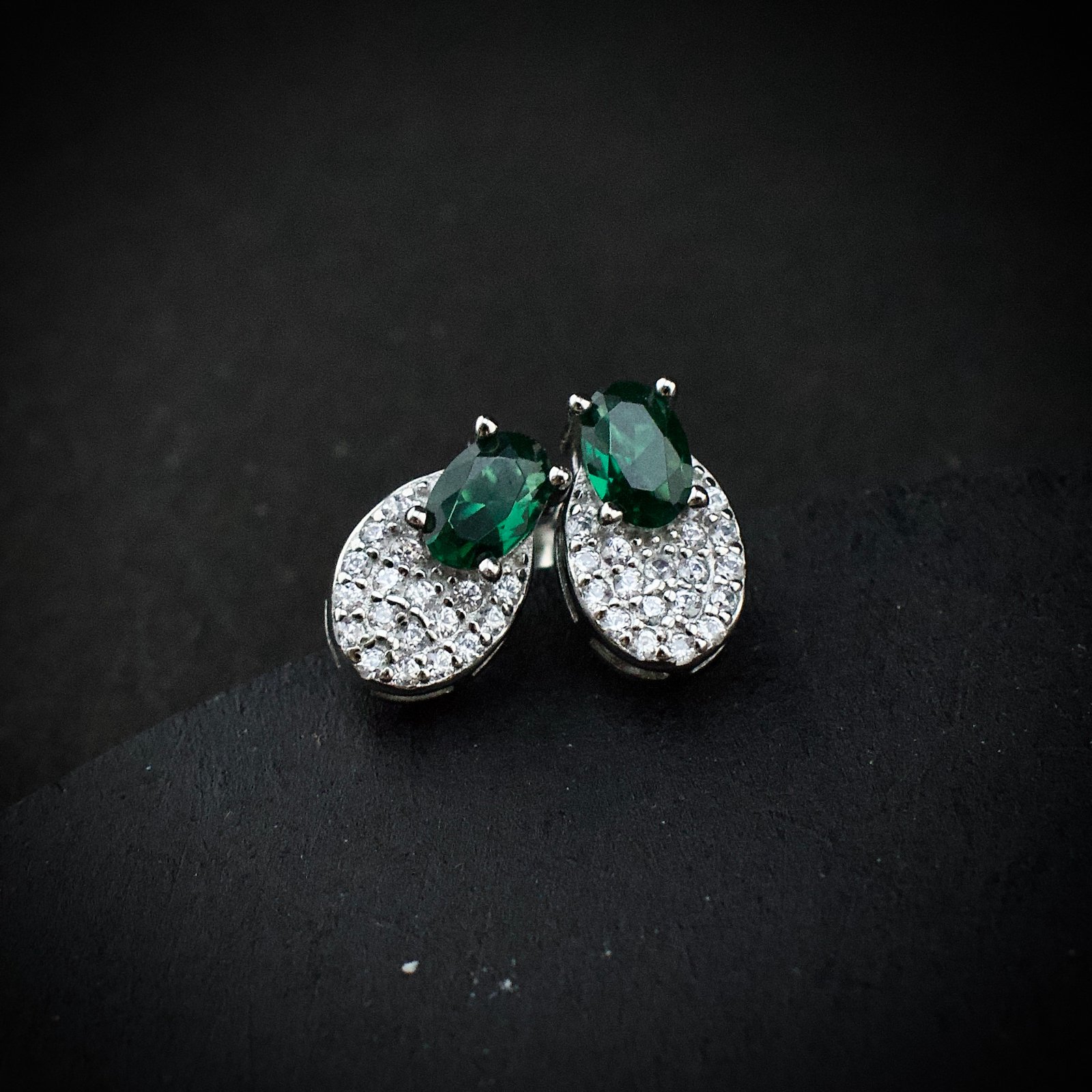 Cubic zirconia pendant earring set 925 sterling silver and green white CZ neckalce, Unique handmade birthday gift, Wedding jewelry for bride