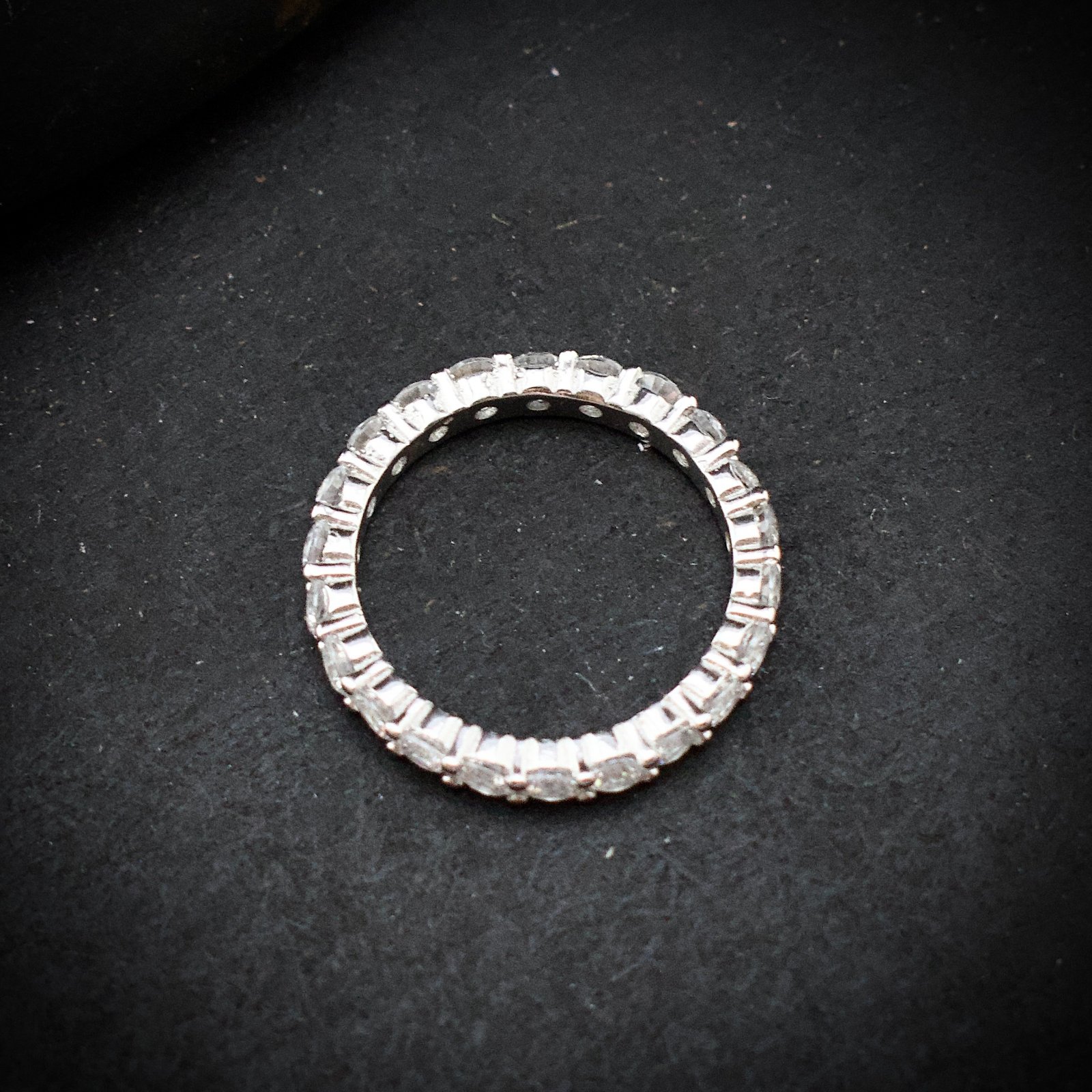 Eternity ring band, size 8 US, Cubic zirconia stone and 925 sterling silver ring, Unique handmade birthday gift, Wedding ring for bride