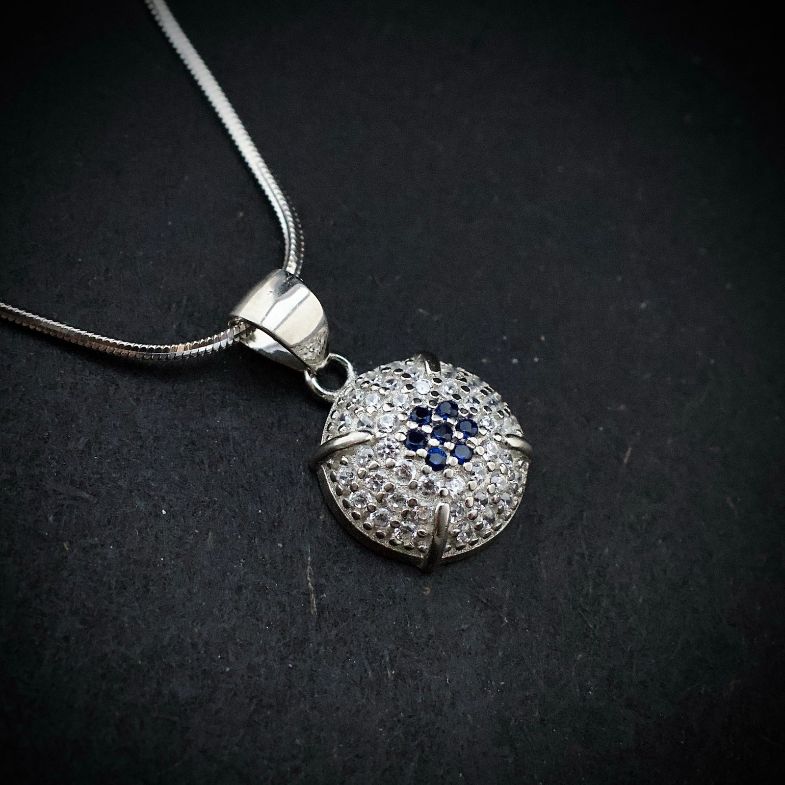 Cubic zirconia pendant earring set, 925 sterling silver and Blue white CZ necklace, Unique birthday gift, Wedding jewelry for bridesmaid