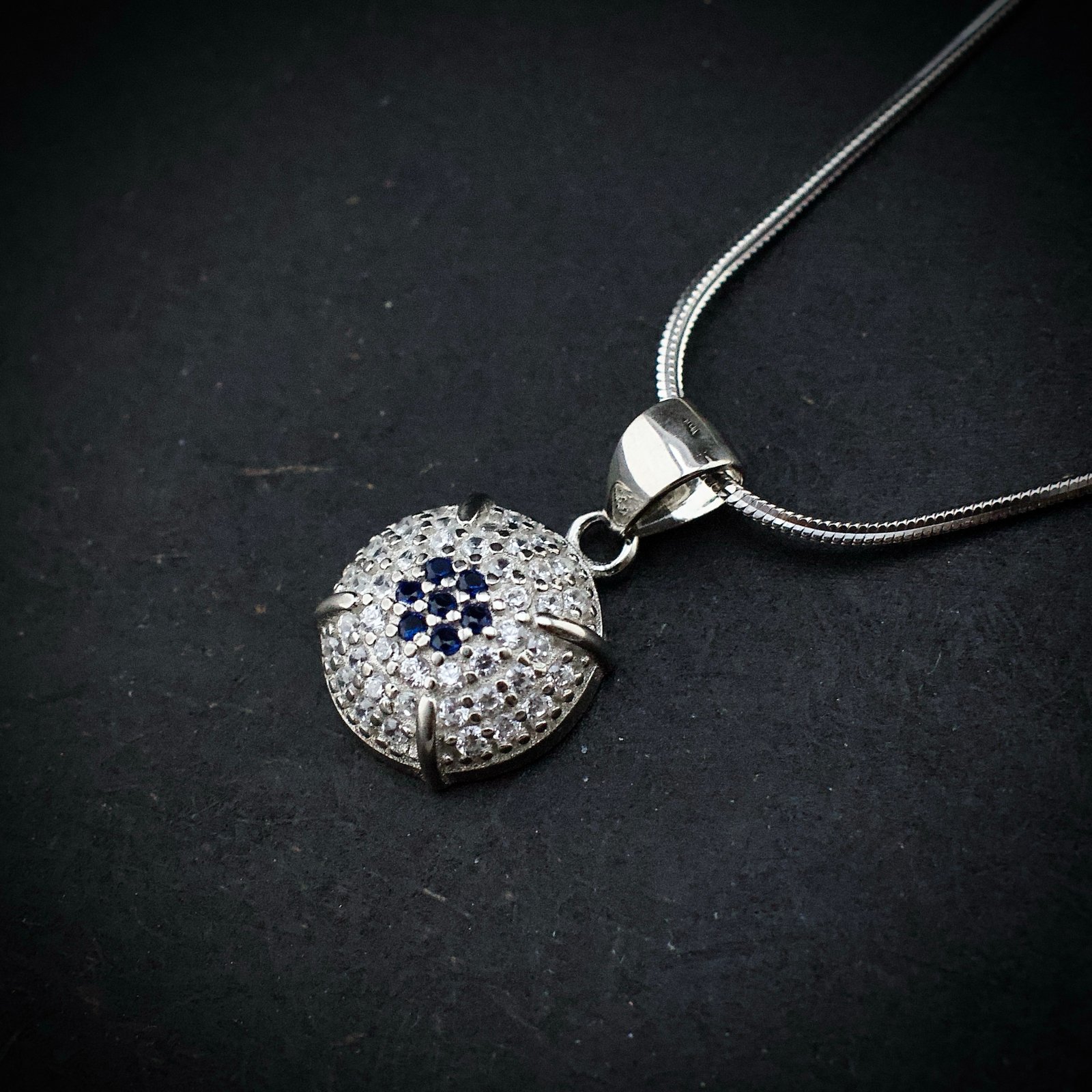Cubic zirconia pendant earring set, 925 sterling silver and Blue white CZ necklace, Unique birthday gift, Wedding jewelry for bridesmaid