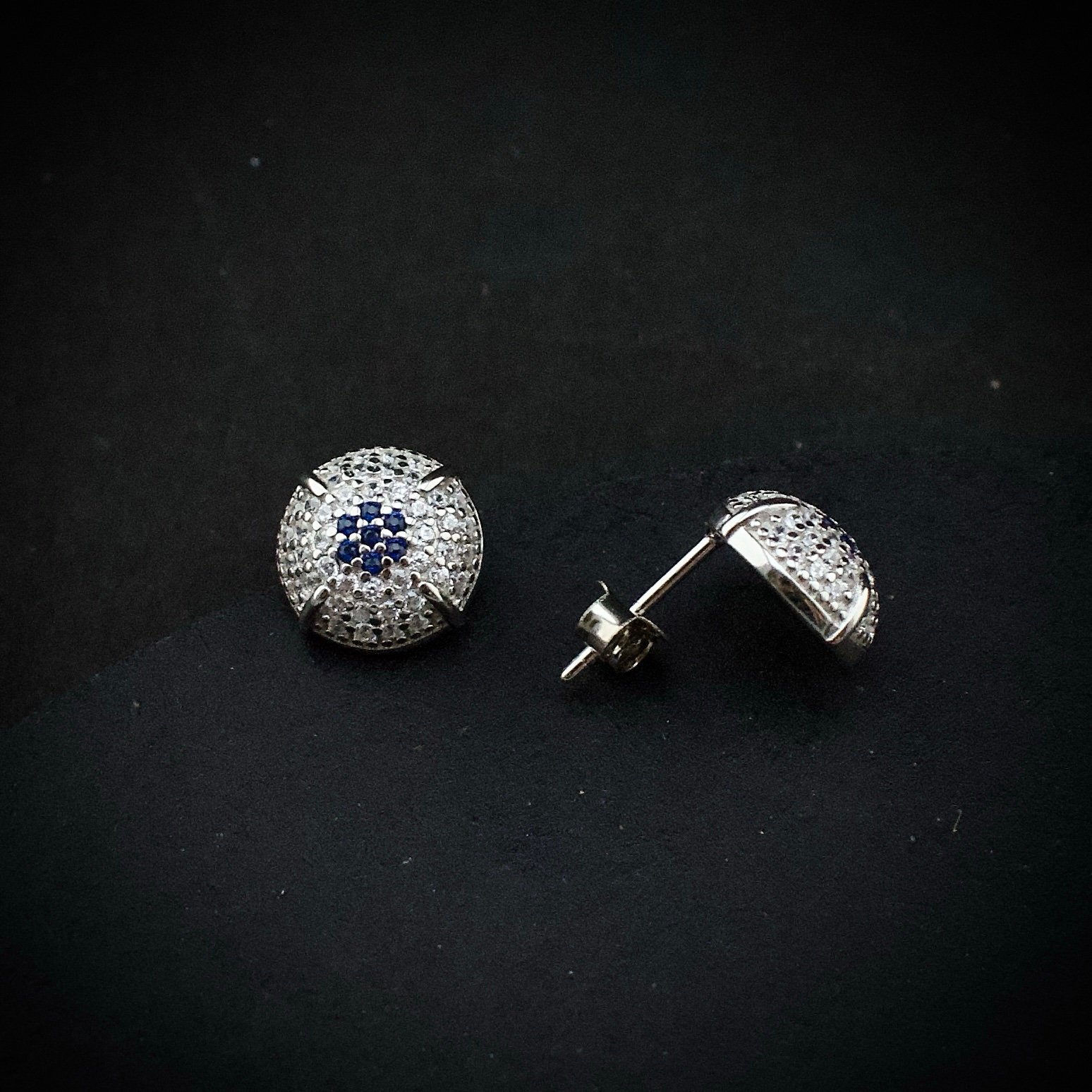 Cubic zirconia pendant earring set, 925 sterling silver and Blue white CZ necklace, Unique birthday gift, Wedding jewelry for bridesmaid