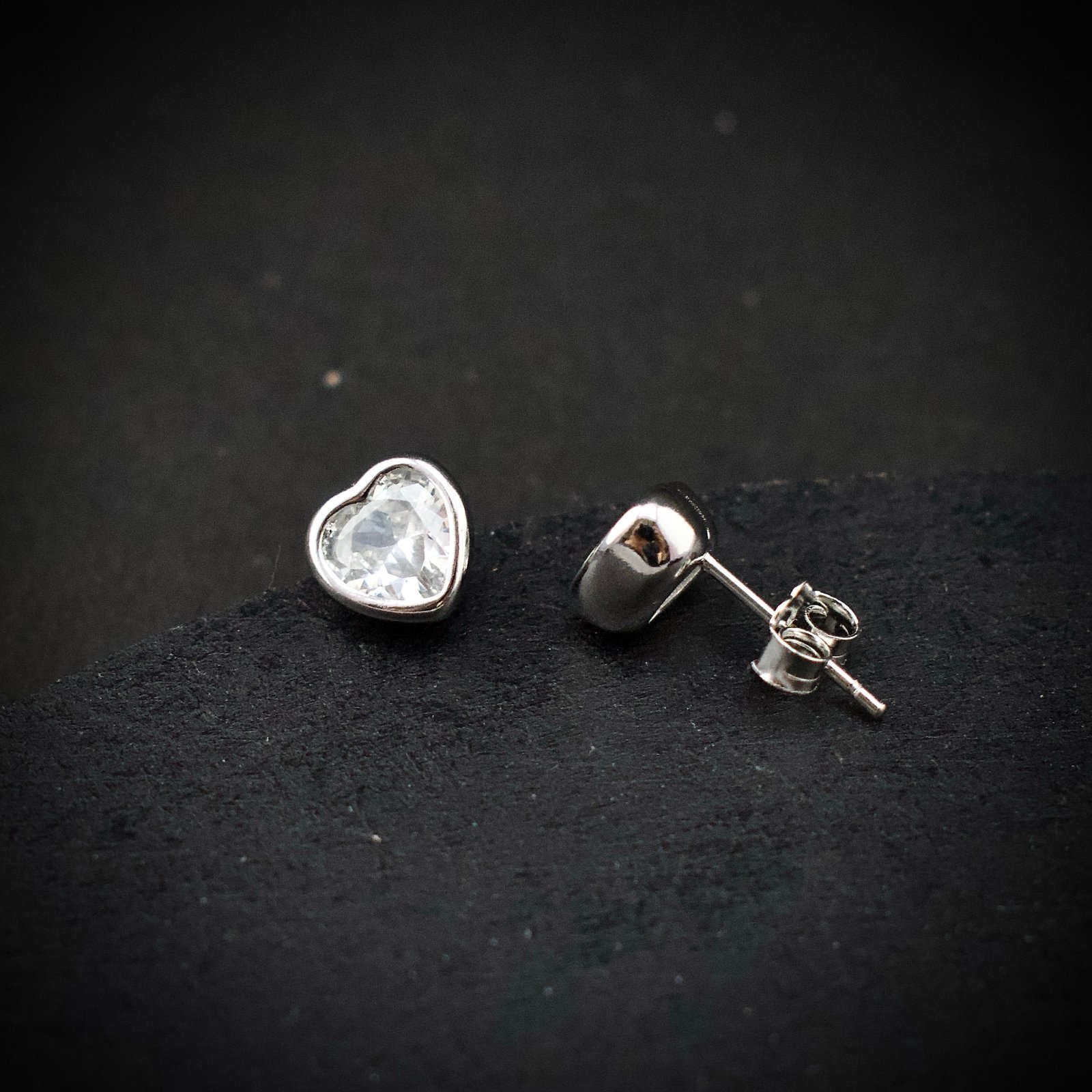 Heart pendant earring set, 925 sterling silver and cubic zirconia neckalce, Unique handmade birthday gift, Wedding jewelry for bride
