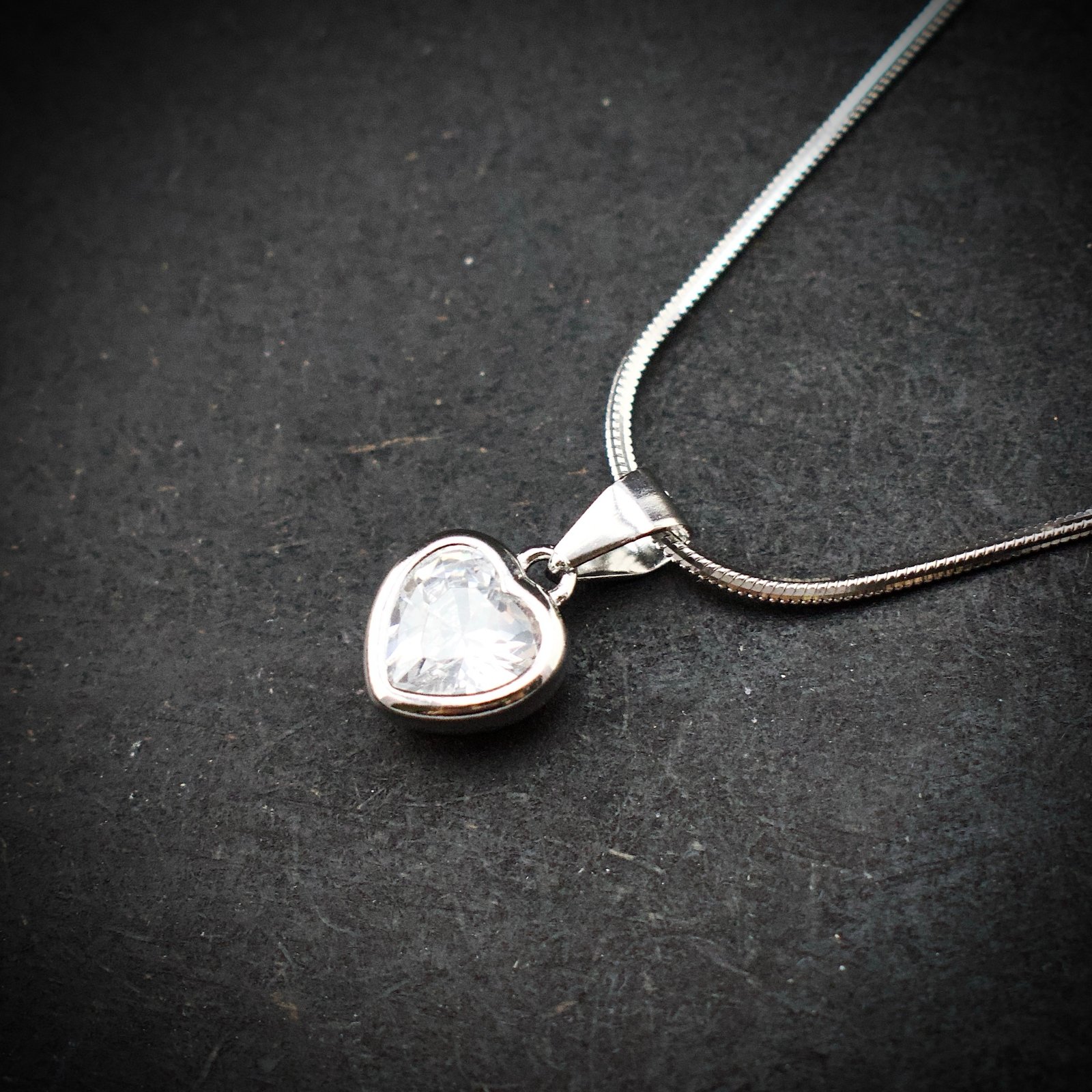 Heart pendant earring set, 925 sterling silver and cubic zirconia neckalce, Unique handmade birthday gift, Wedding jewelry for bride