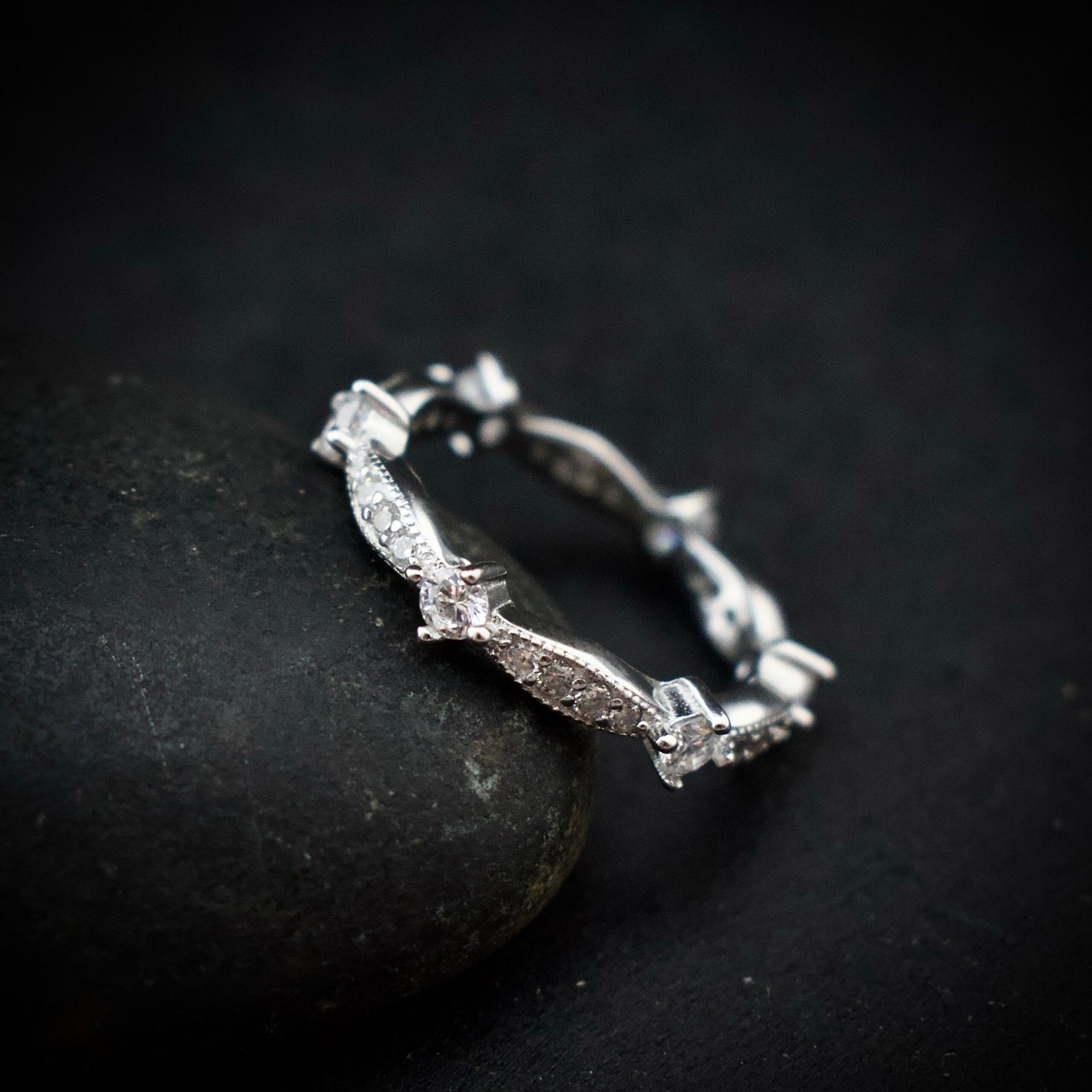 Eternity ring band, size 7 US, Cubic zirconia stone and 925 sterling silver ring, Unique handmade birthday gift, Wedding ring for bride