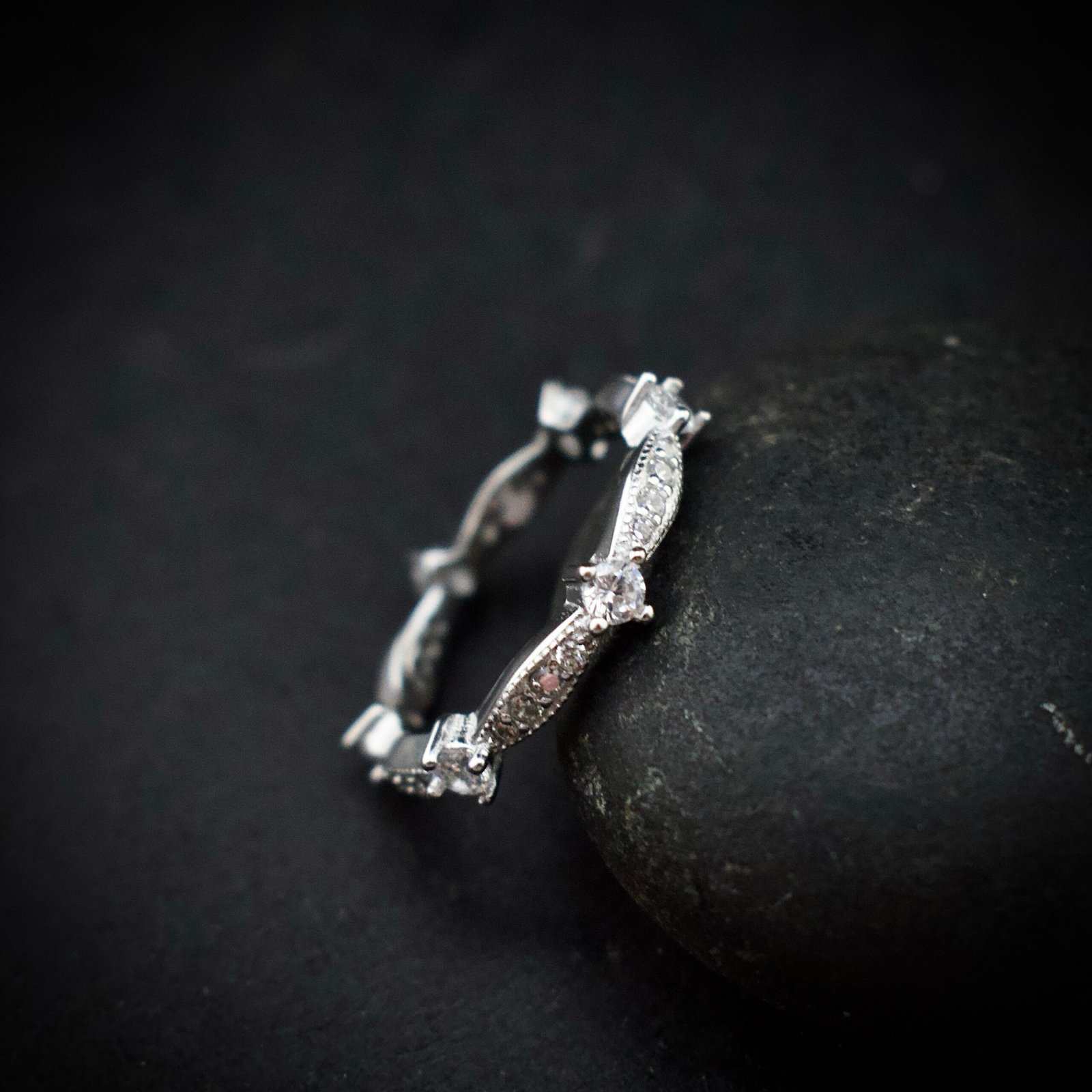 Eternity ring band, size 7 US, Cubic zirconia stone and 925 sterling silver ring, Unique handmade birthday gift, Wedding ring for bride