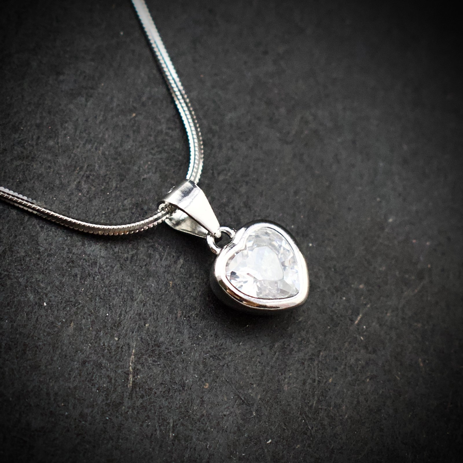 Heart pendant earring set, 925 sterling silver and cubic zirconia neckalce, Unique handmade birthday gift, Wedding jewelry for bride