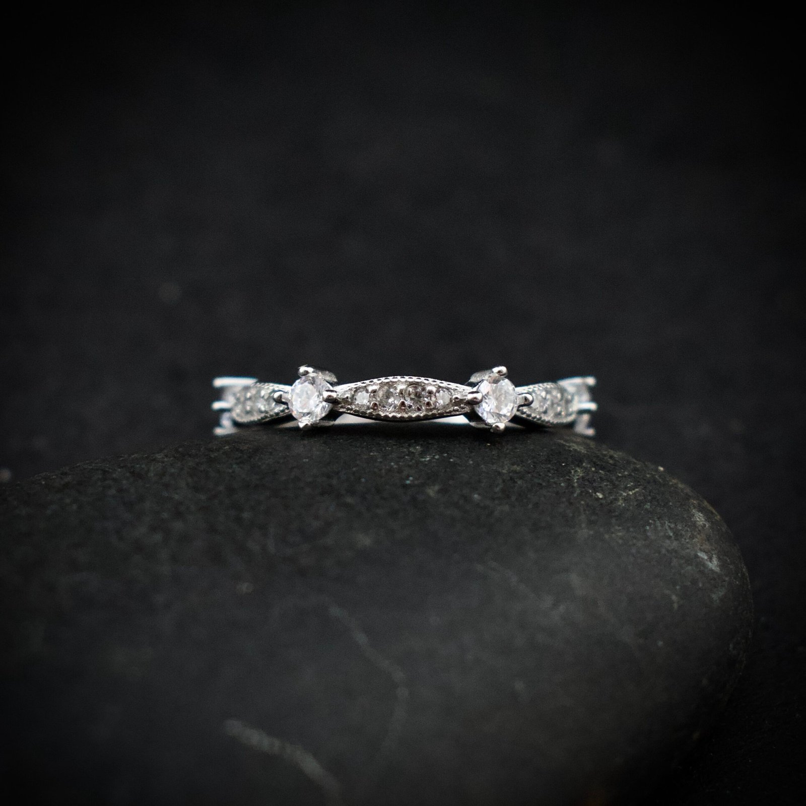 Eternity ring band, size 7 US, Cubic zirconia stone and 925 sterling silver ring, Unique handmade birthday gift, Wedding ring for bride