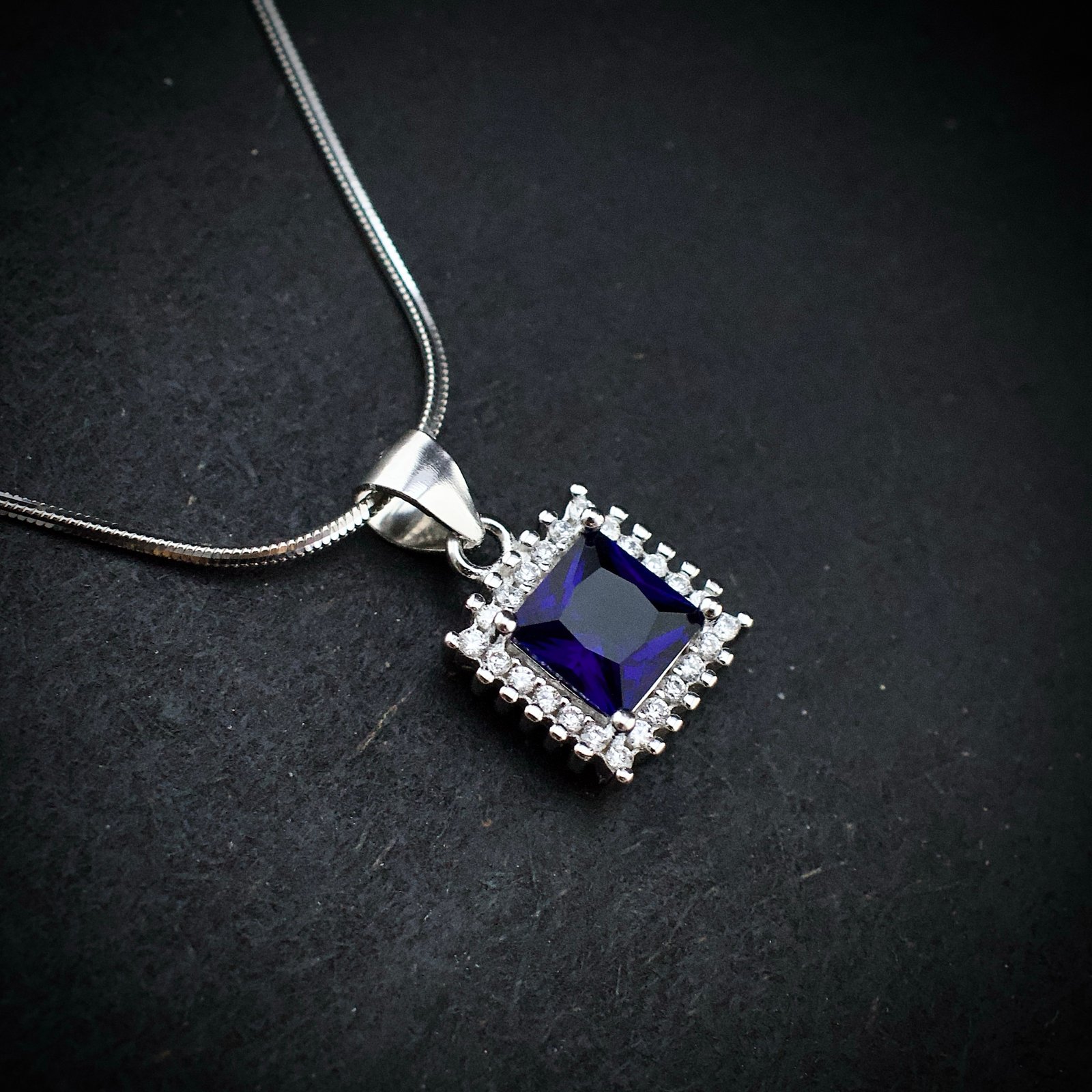 Cubic zirconia pendant earring set, 925 sterling silver and Blue white CZ necklace, Unique birthday gift, Wedding jewelry for bridesmaid