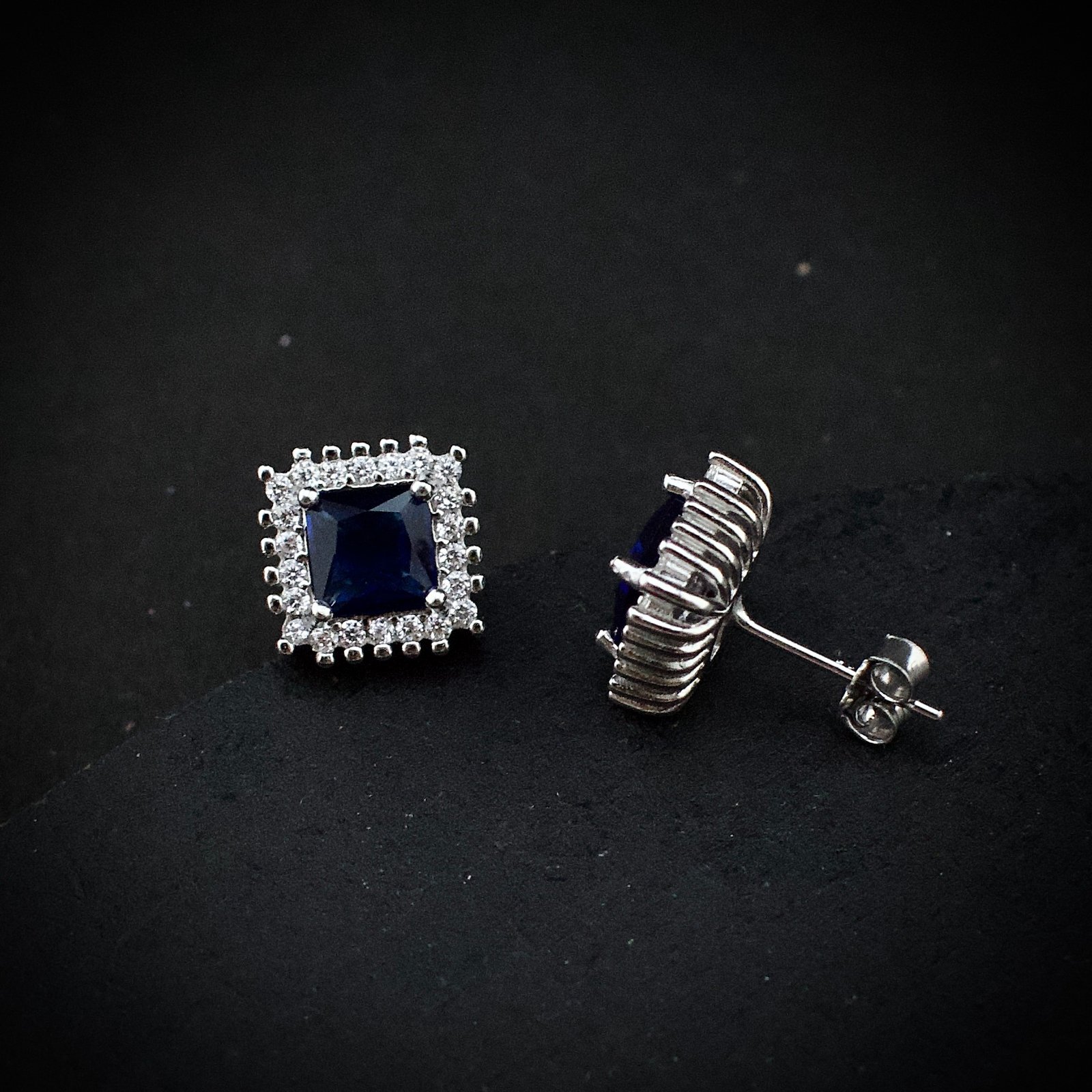Cubic zirconia pendant earring set, 925 sterling silver and Blue white CZ necklace, Unique birthday gift, Wedding jewelry for bridesmaid