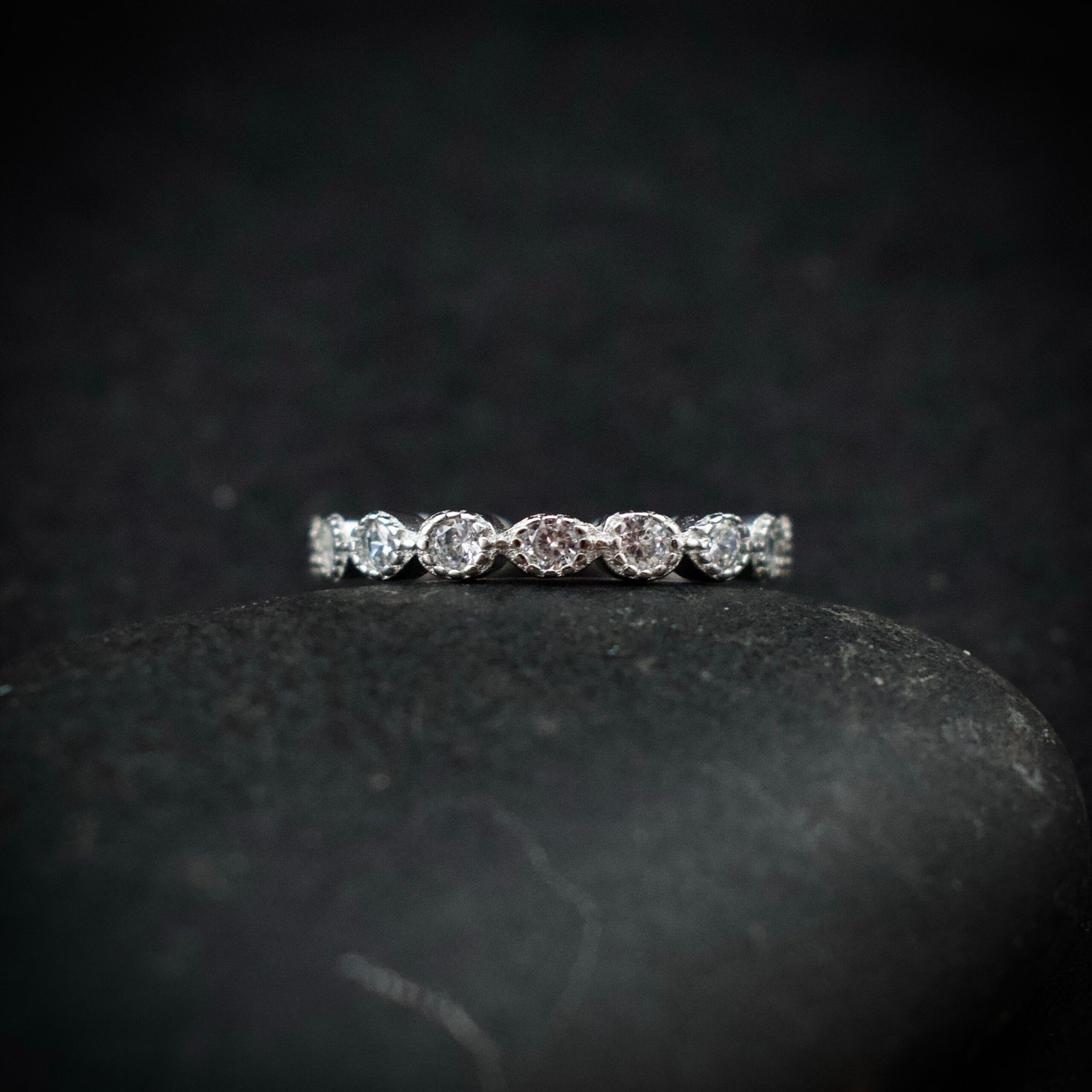 Eternity ring band, size 6 3/4 US, Cubic zirconia stone and 925 sterling silver ring, Unique handmade birthday gift, Wedding ring for bride