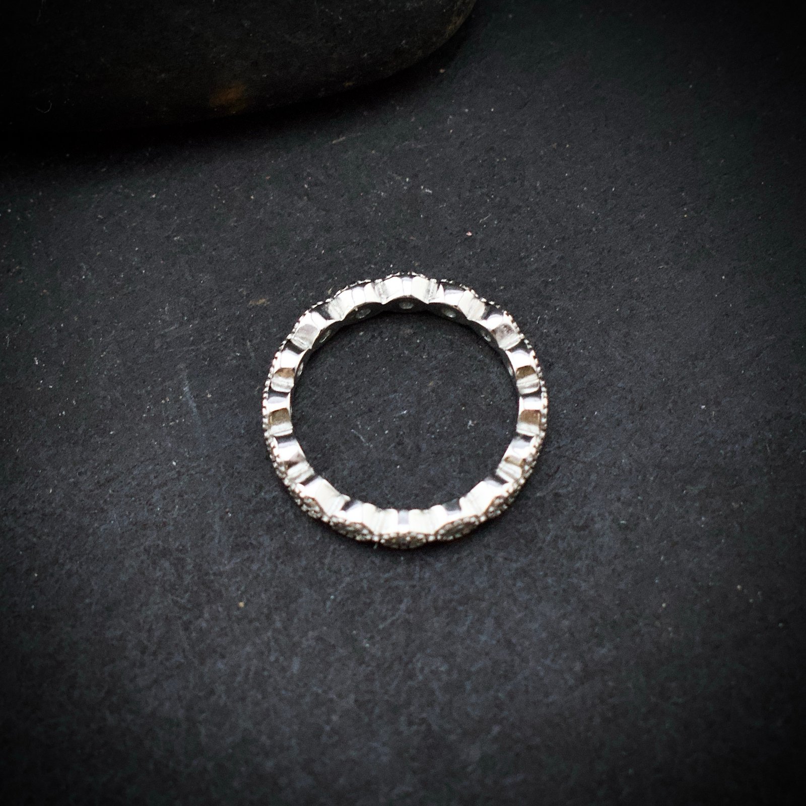 Eternity ring band, size 6 3/4 US, Cubic zirconia stone and 925 sterling silver ring, Unique handmade birthday gift, Wedding ring for bride