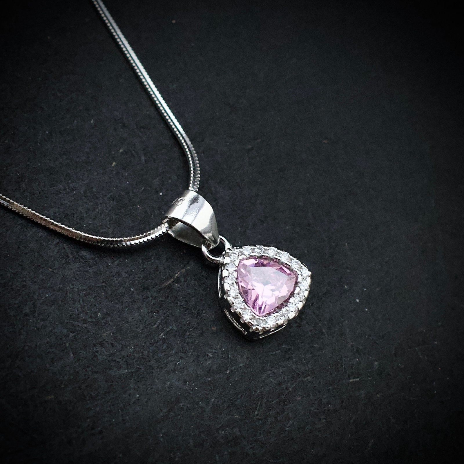 Cubic zirconia pendant earring set 925 sterling silver and pink white CZ neckalce, Unique handmade birthday gift, Wedding jewelry for bride