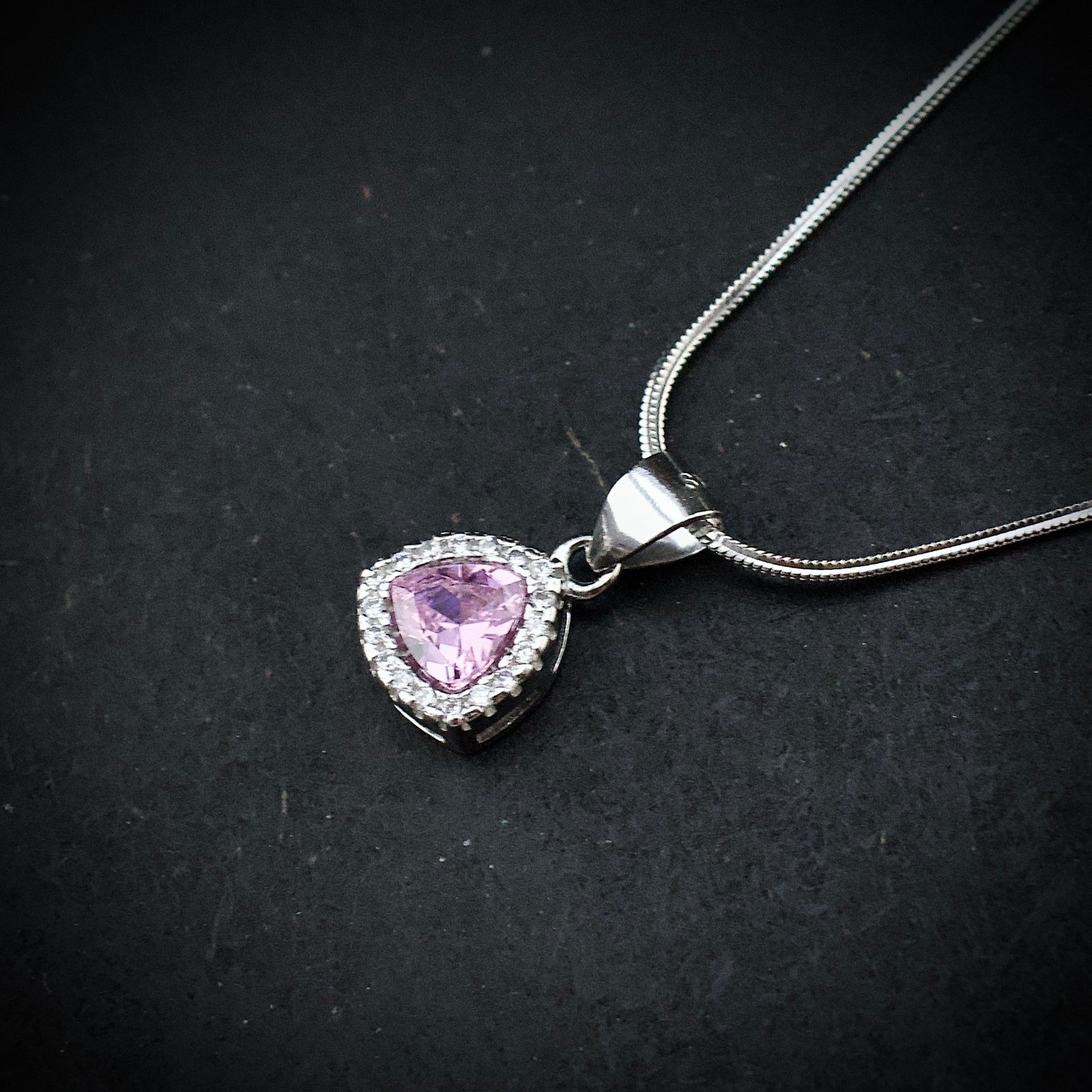 Cubic zirconia pendant earring set 925 sterling silver and pink white CZ neckalce, Unique handmade birthday gift, Wedding jewelry for bride