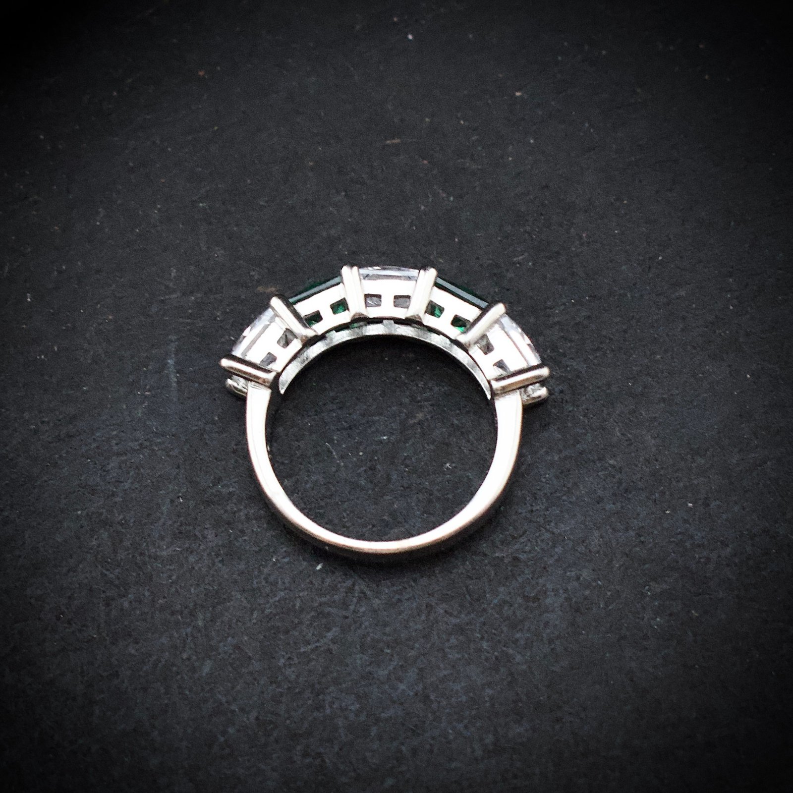 Cubic zirconia ring, size 6 US, Greenand white CZ stone and 925 sterling silver ring, Unique handmade birthday gift, Wedding ring for bride